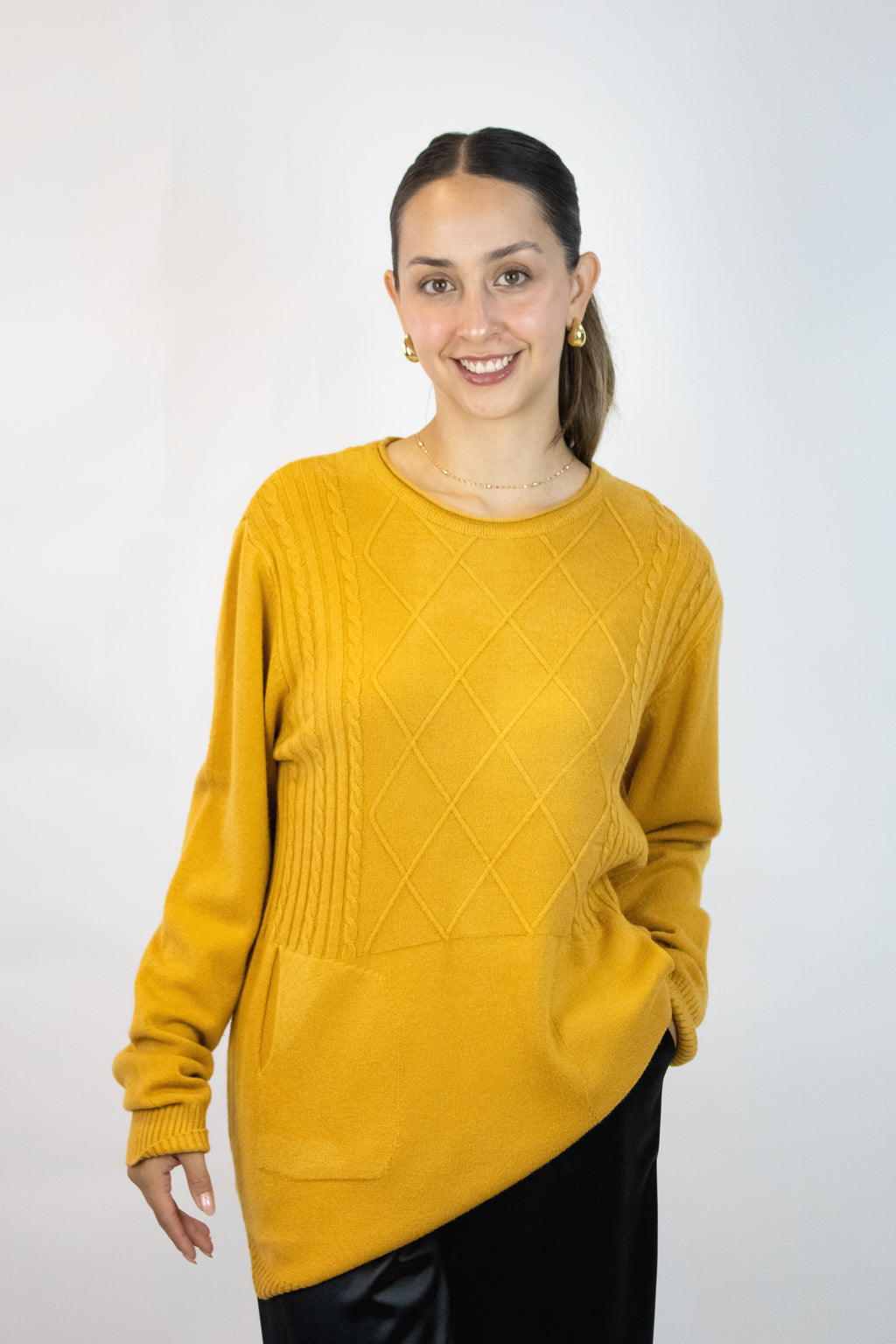 22727-3 Suéter Tejido Vertical Con Bolsas