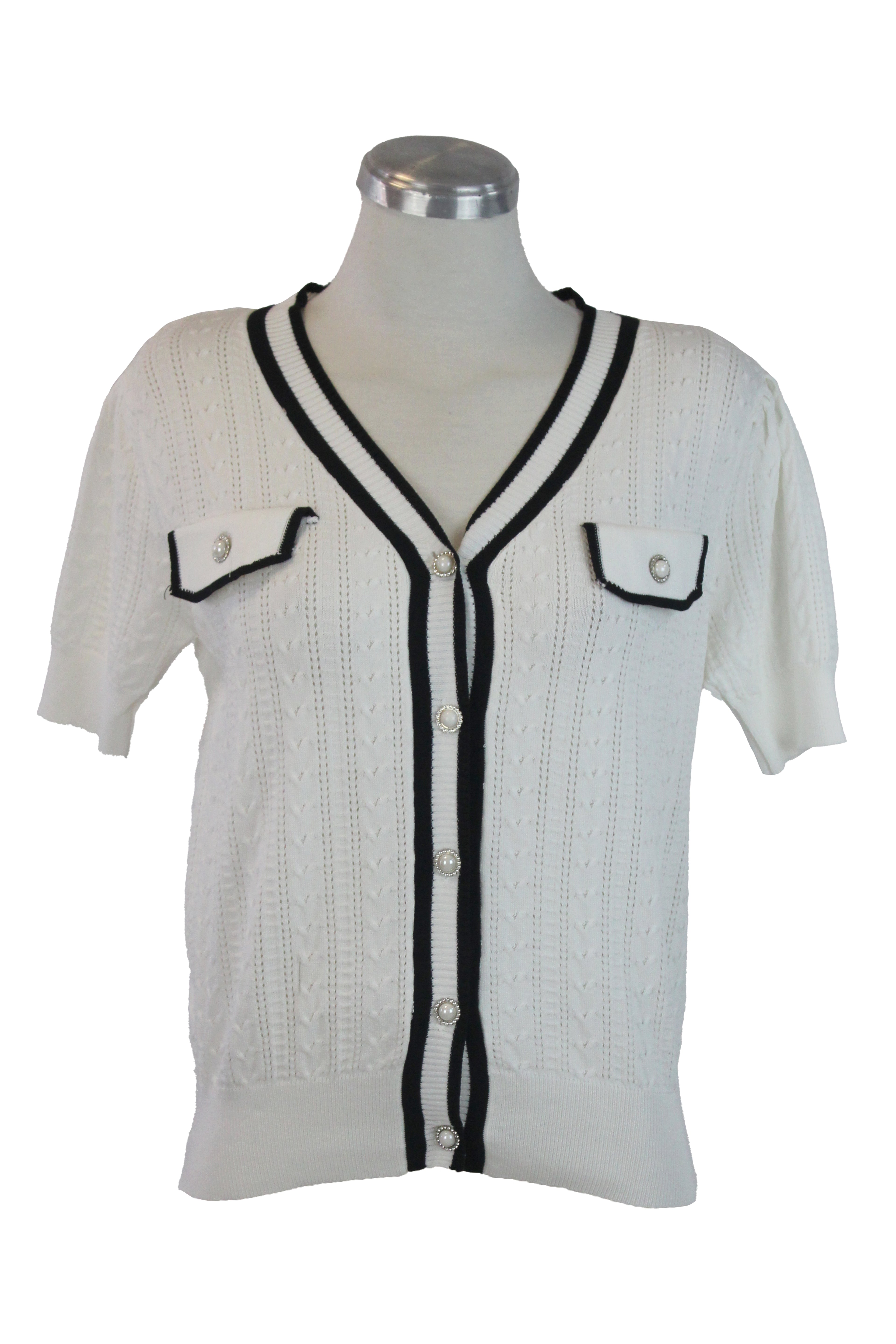 M-1092 Blusa Estilo Cardigan con Botones Aperlados