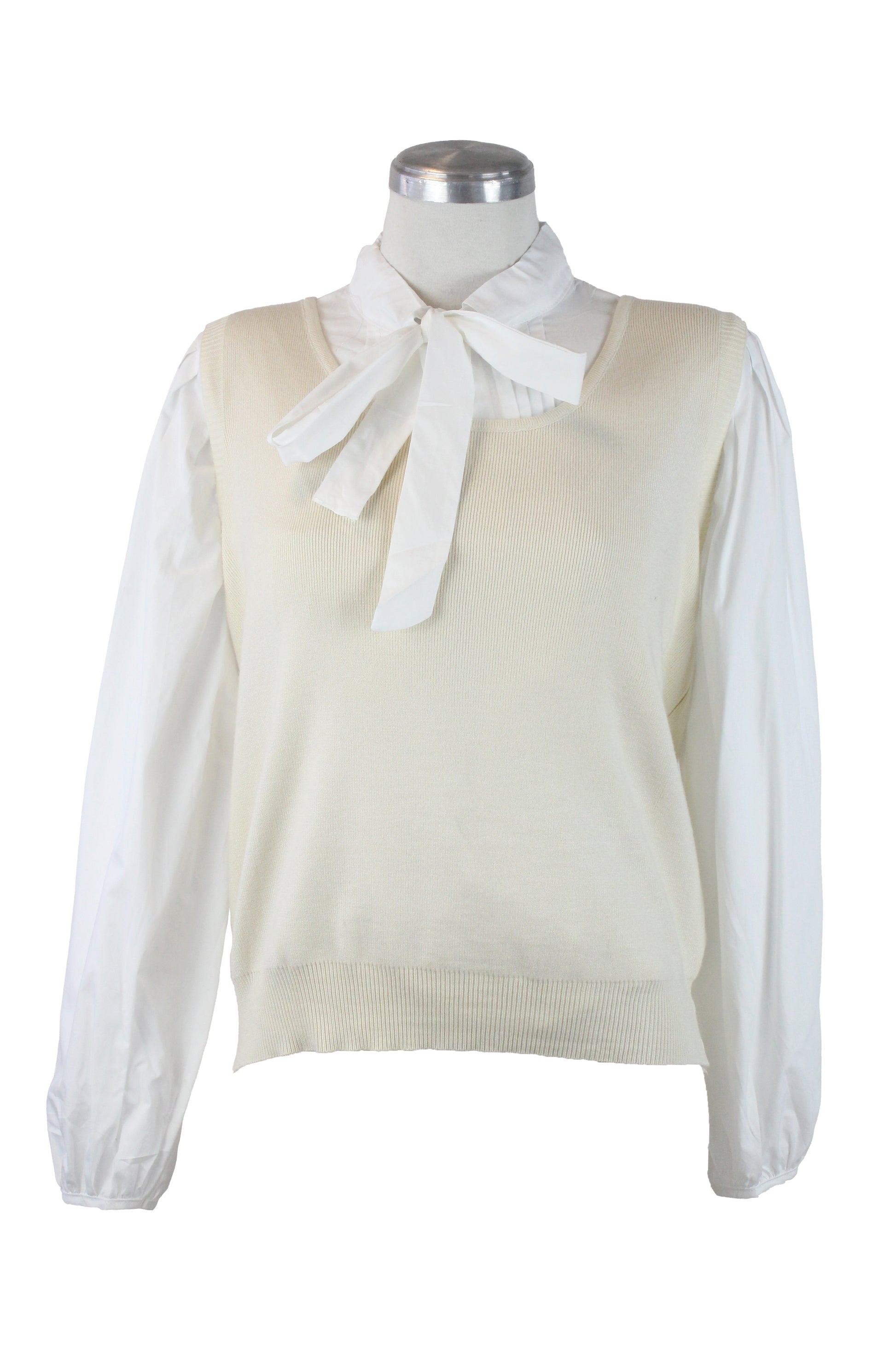 6090 Camisa Con Moño y Chaleco