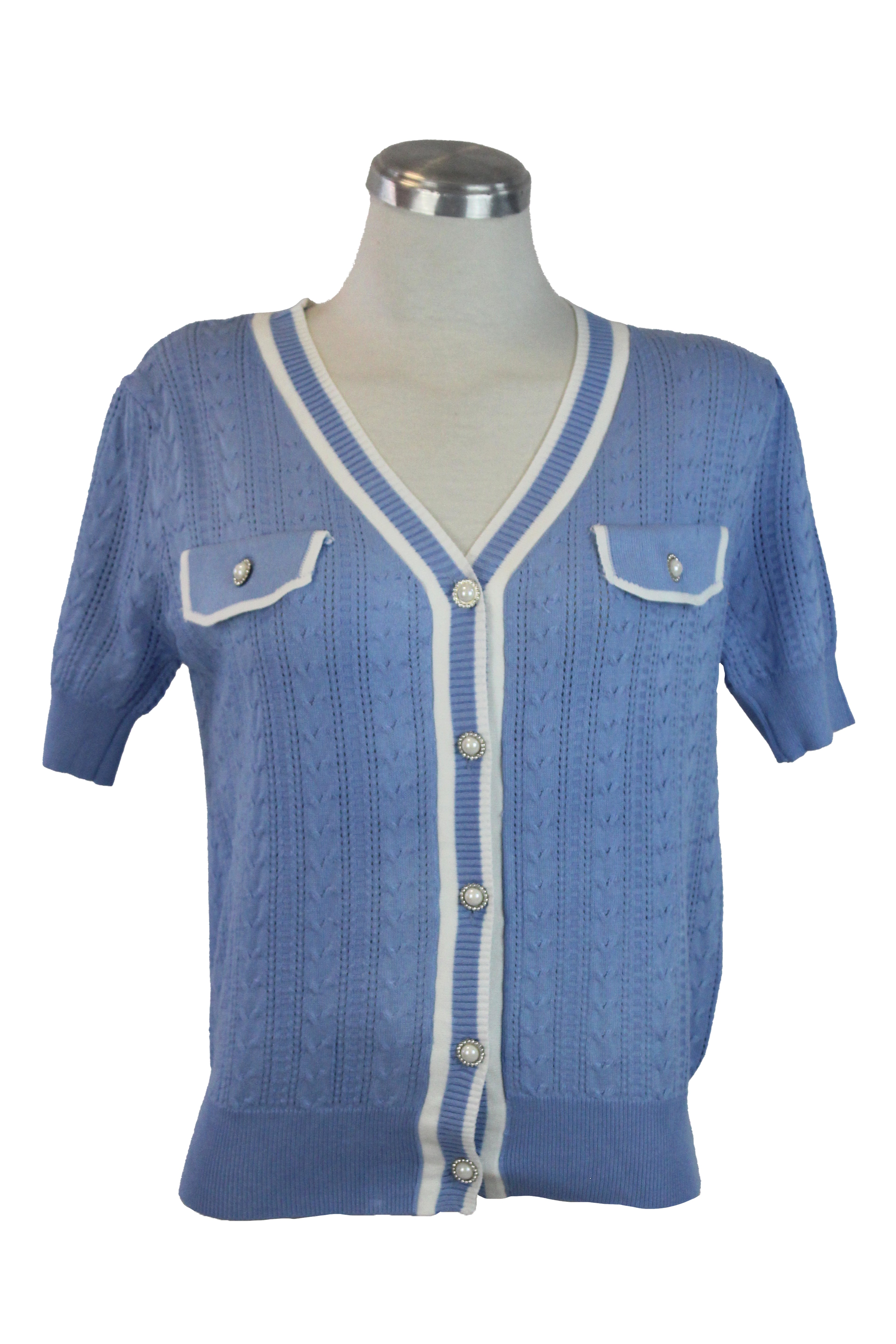 M-1092 Blusa Estilo Cardigan con Botones Aperlados