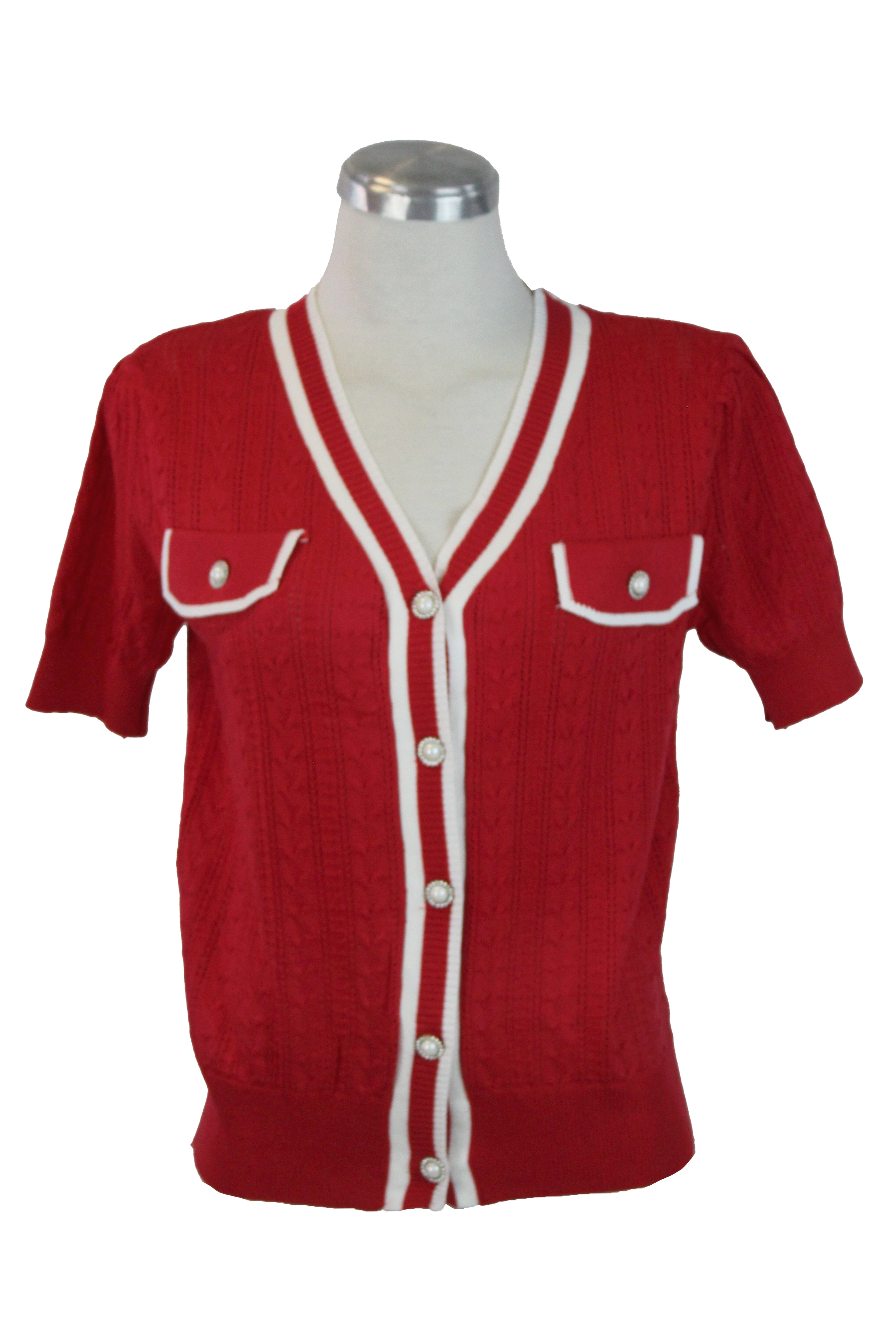 M-1092 Blusa Estilo Cardigan con Botones Aperlados