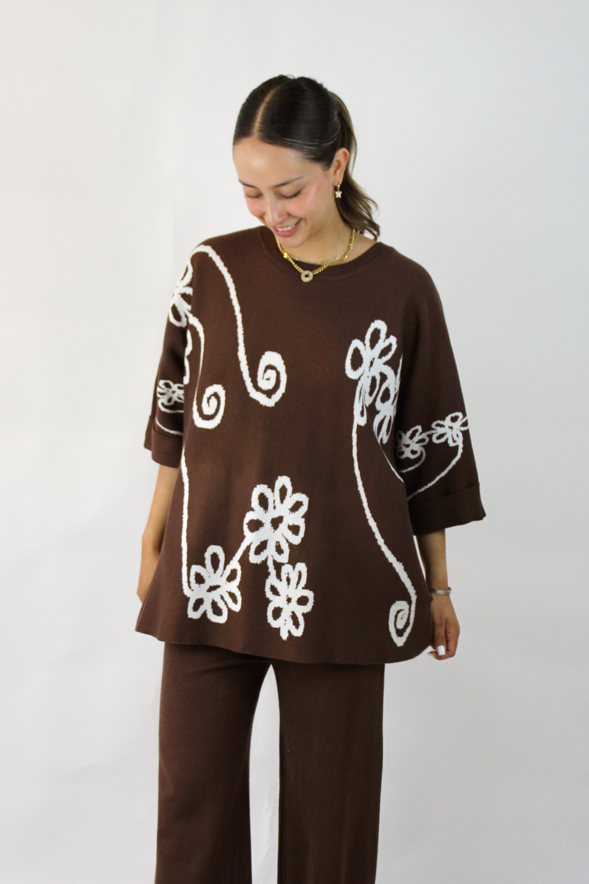 JSY804 Conjunto Suéter Diseño Flores