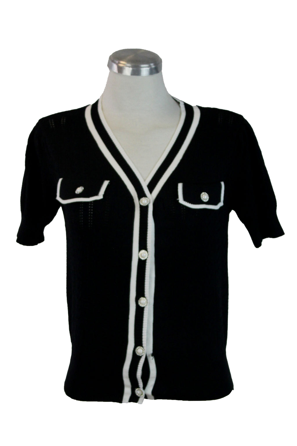 M-1092 Blusa Estilo Cardigan con Botones Aperlados
