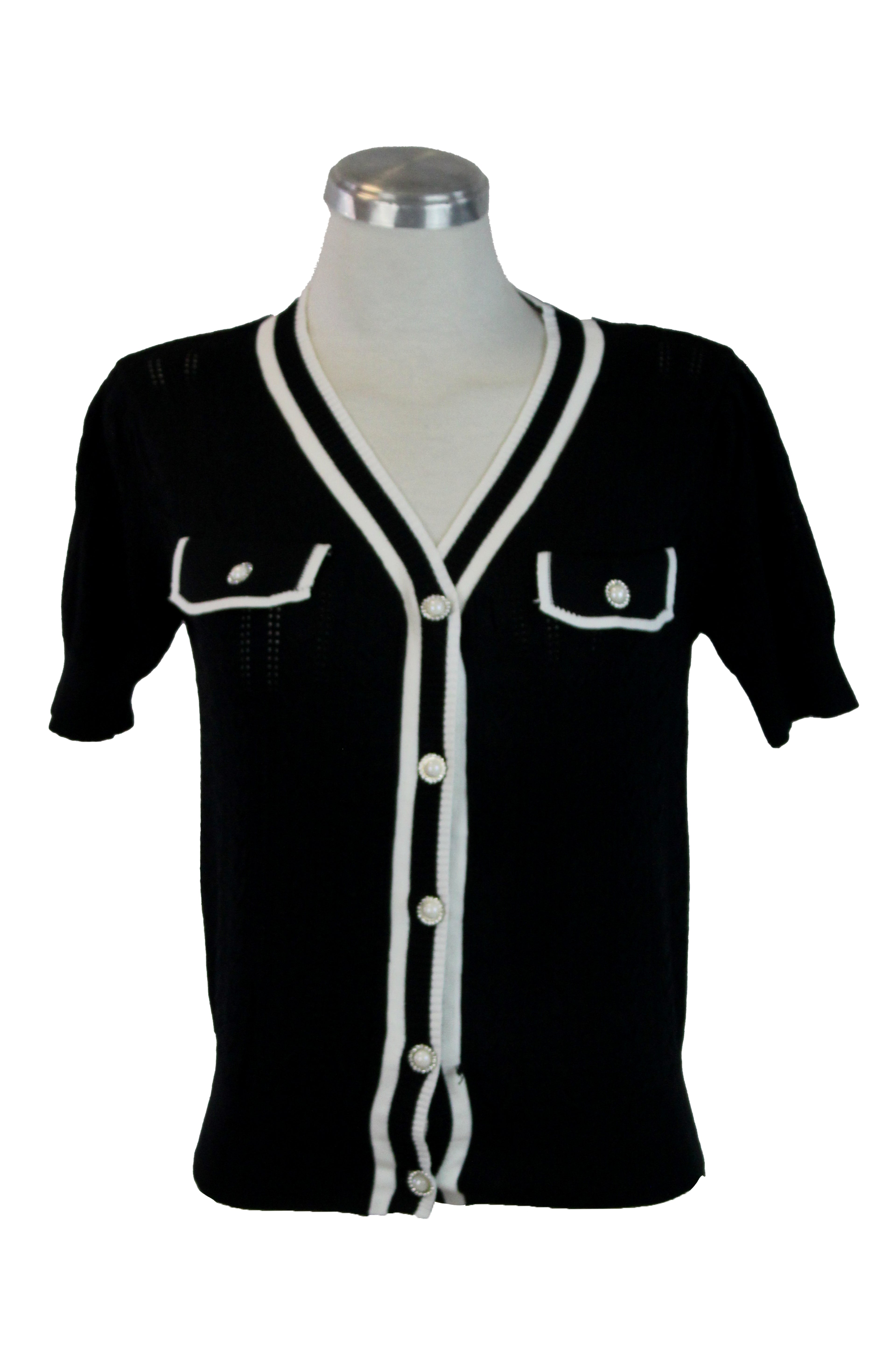 M-1092 Blusa Estilo Cardigan con Botones Aperlados