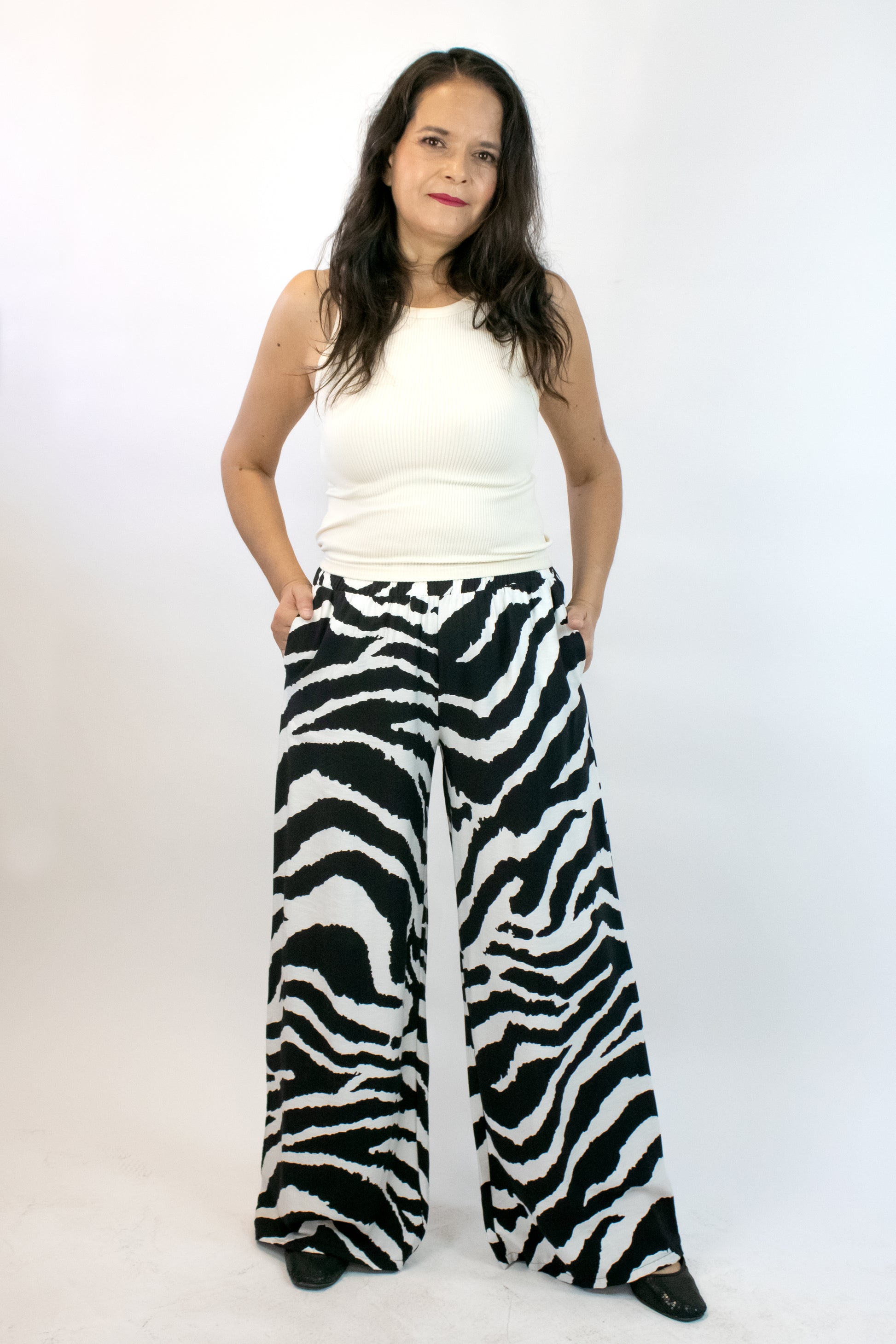 3959RFJ Pantalón Pierna Recta Estampado Zebra
