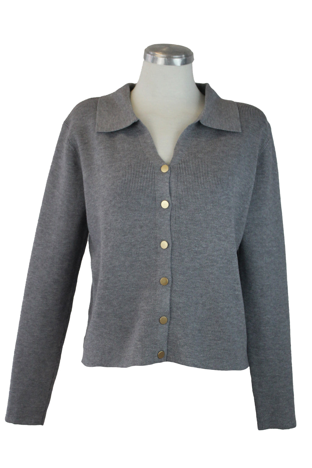 ZM-11791 Suéter Abotonado con Cuello Tipo Camisa