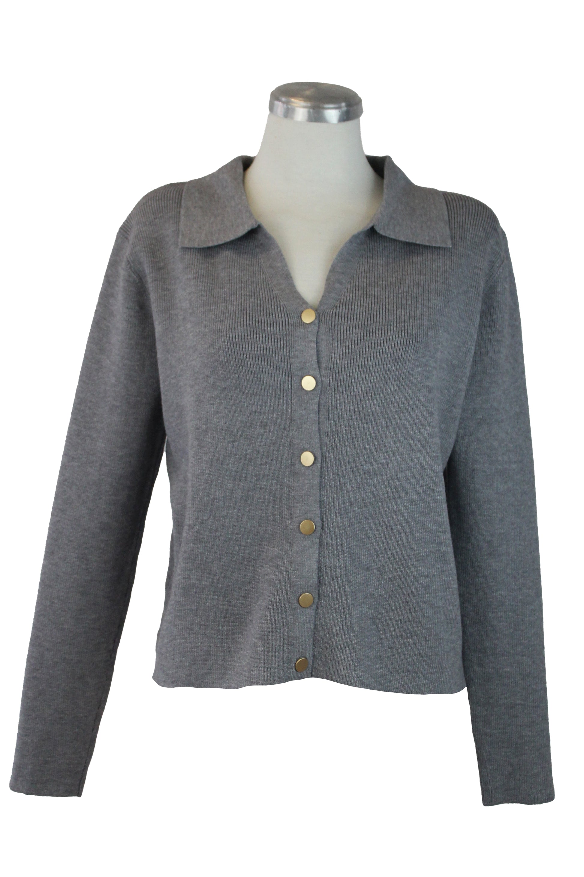 ZM-11791 Suéter Abotonado con Cuello Tipo Camisa