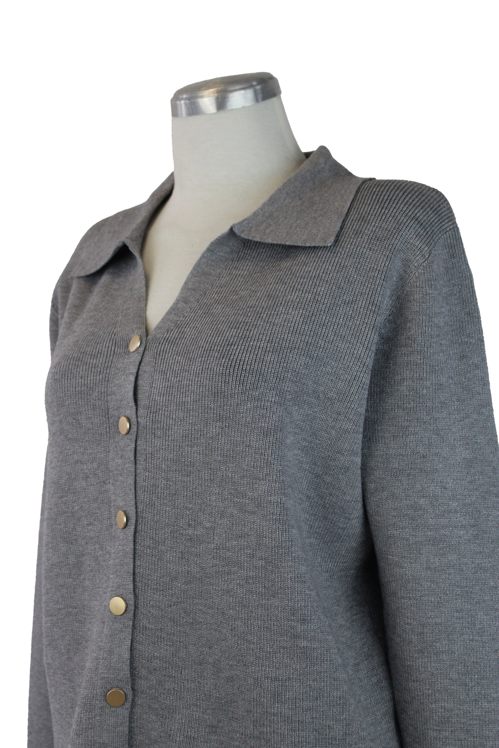 ZM-11791 Suéter Abotonado con Cuello Tipo Camisa
