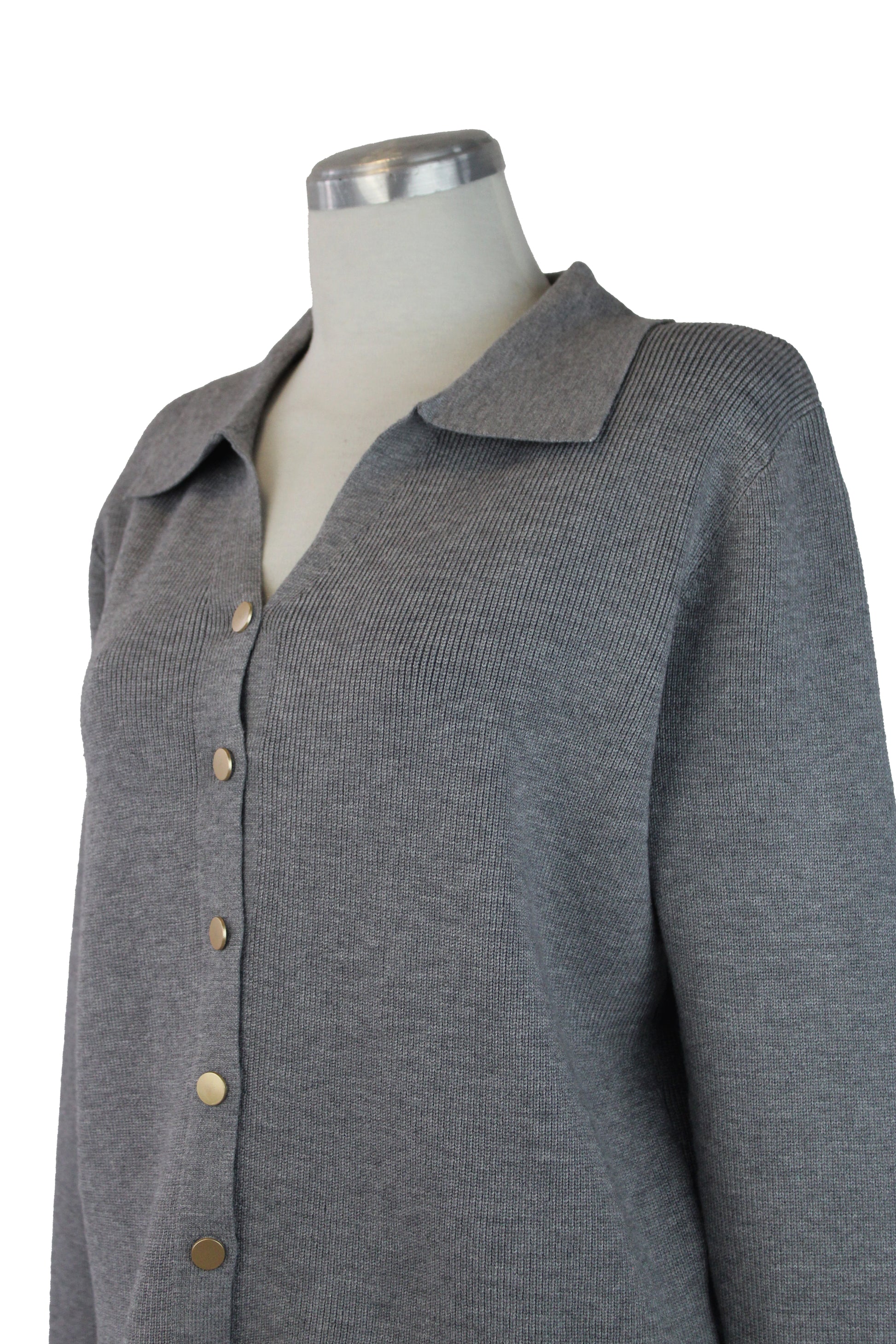 ZM-11791 Suéter Abotonado con Cuello Tipo Camisa