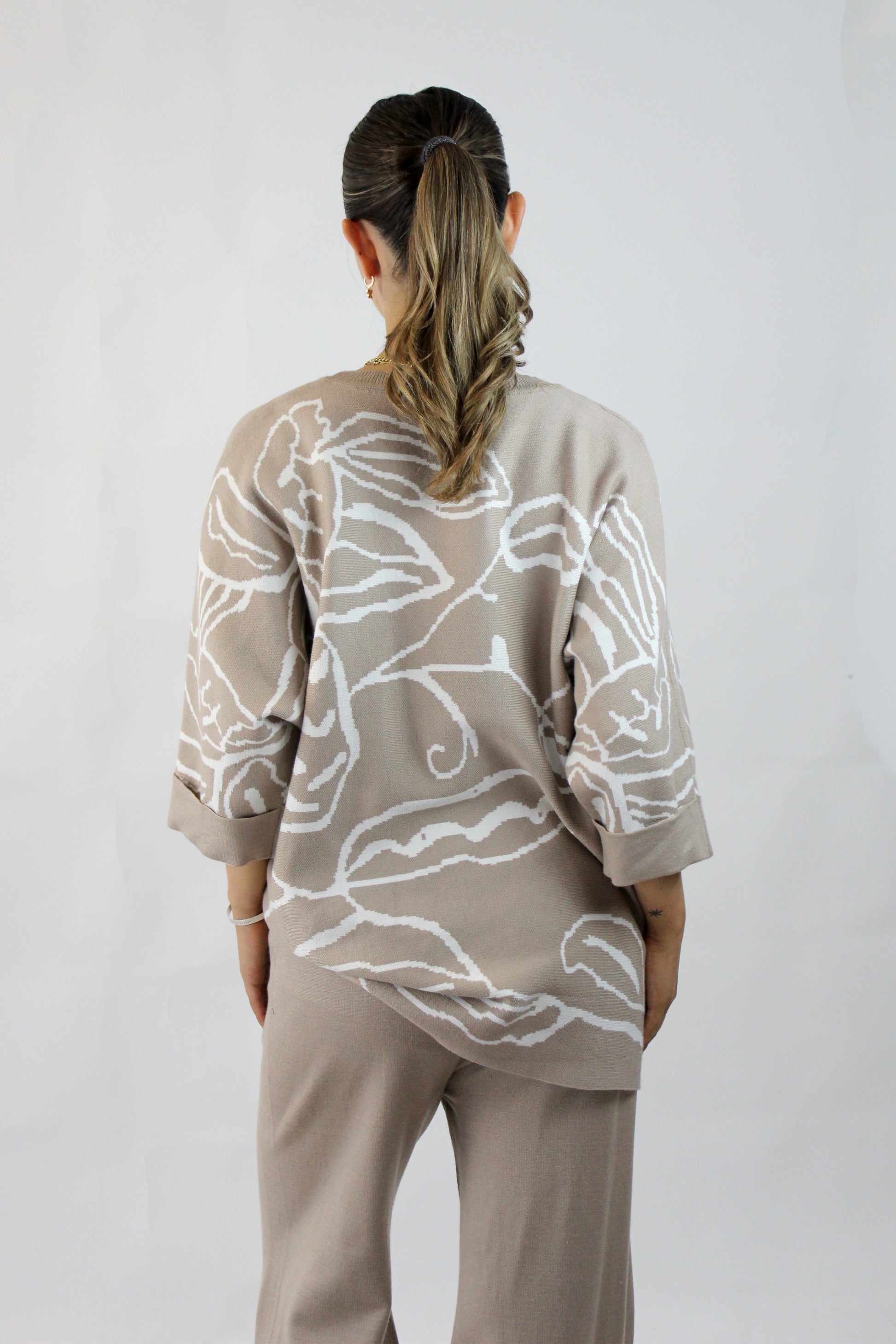 JSY803 Conjunto Suéter Diseño Hojas