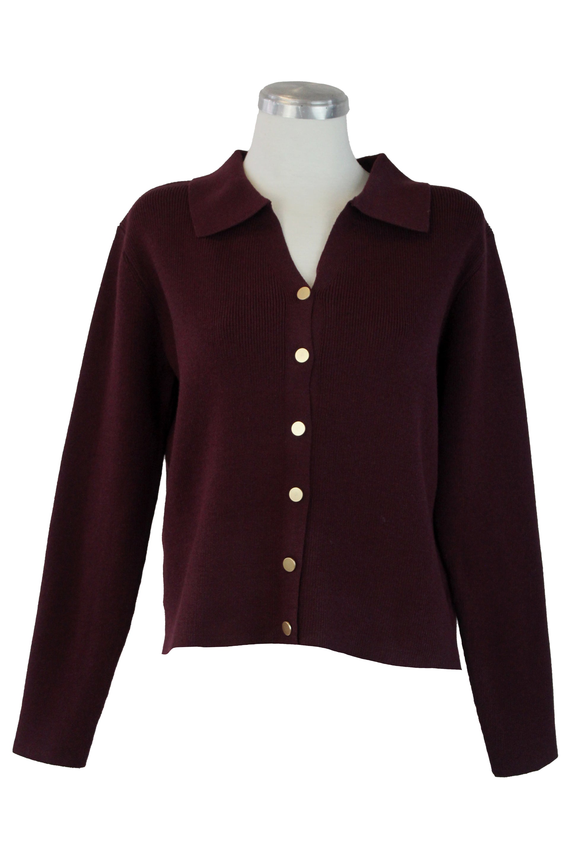 ZM-11791 Suéter Abotonado con Cuello Tipo Camisa