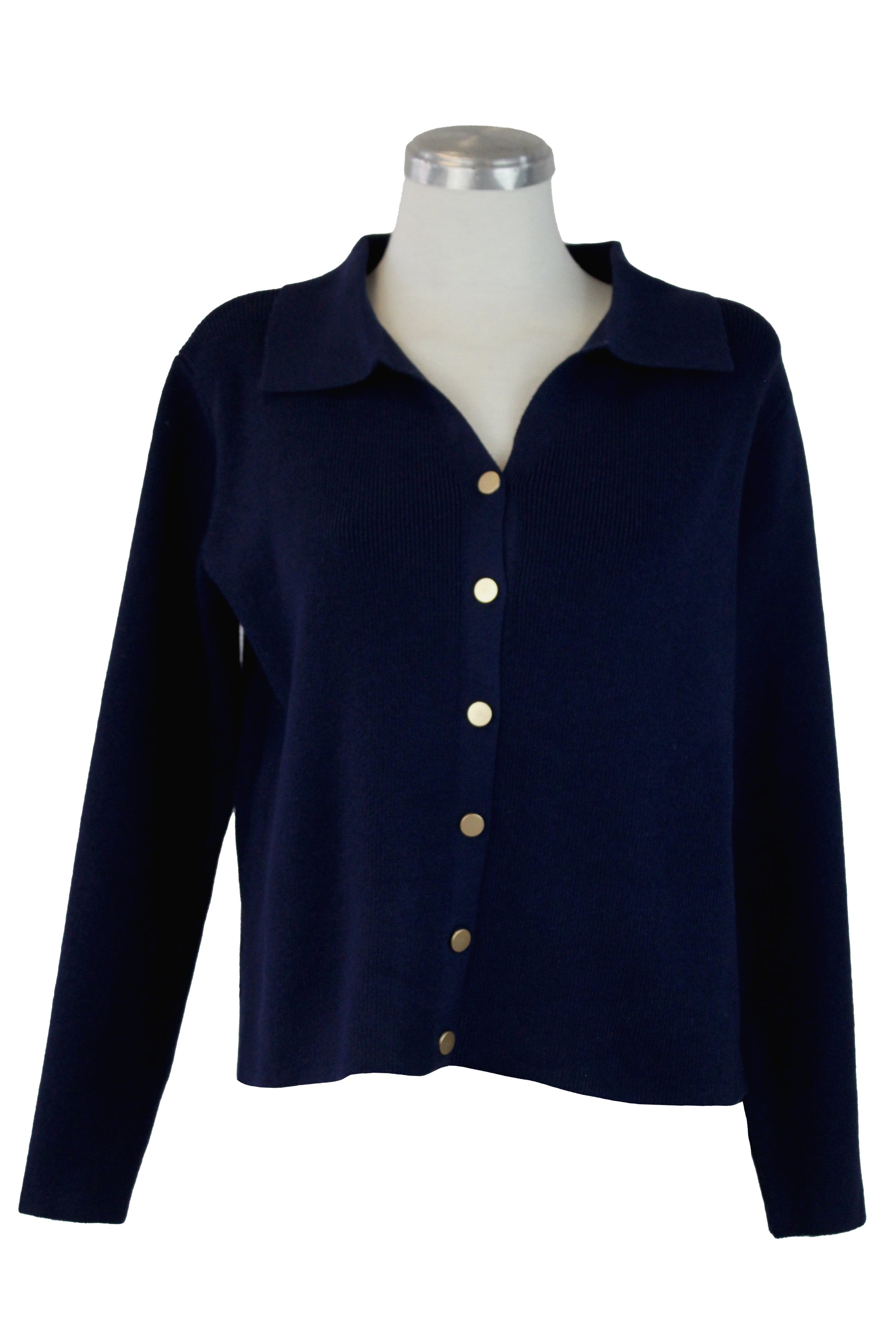 ZM-11791 Suéter Abotonado con Cuello Tipo Camisa