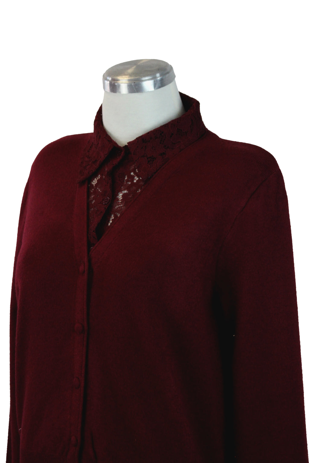T3329 Suéter con Cuello y Pecho de Encaje
