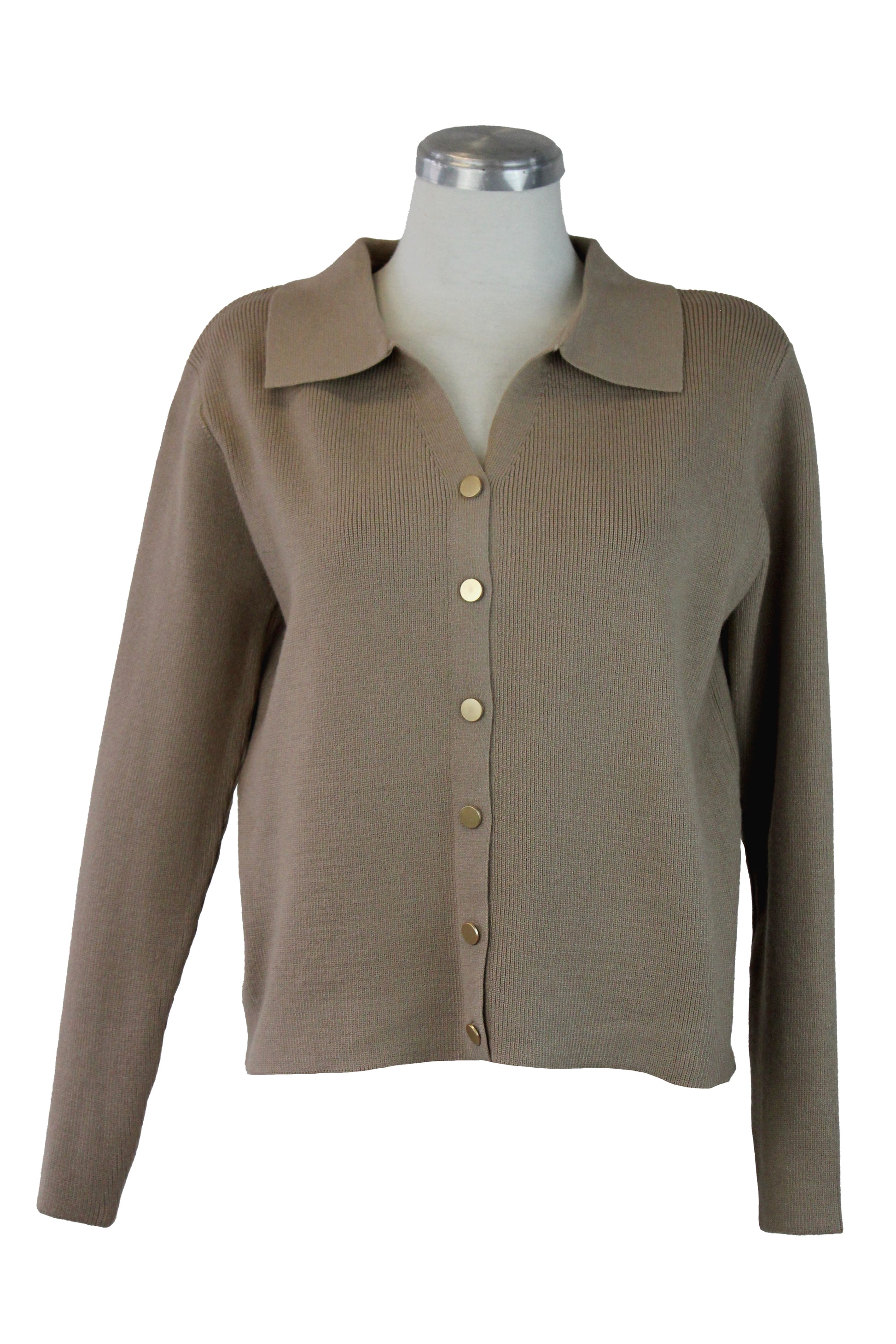 ZM-11791 Suéter Abotonado con Cuello Tipo Camisa