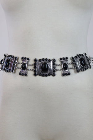 8427 Cinto Metal Cuadros con Piedras