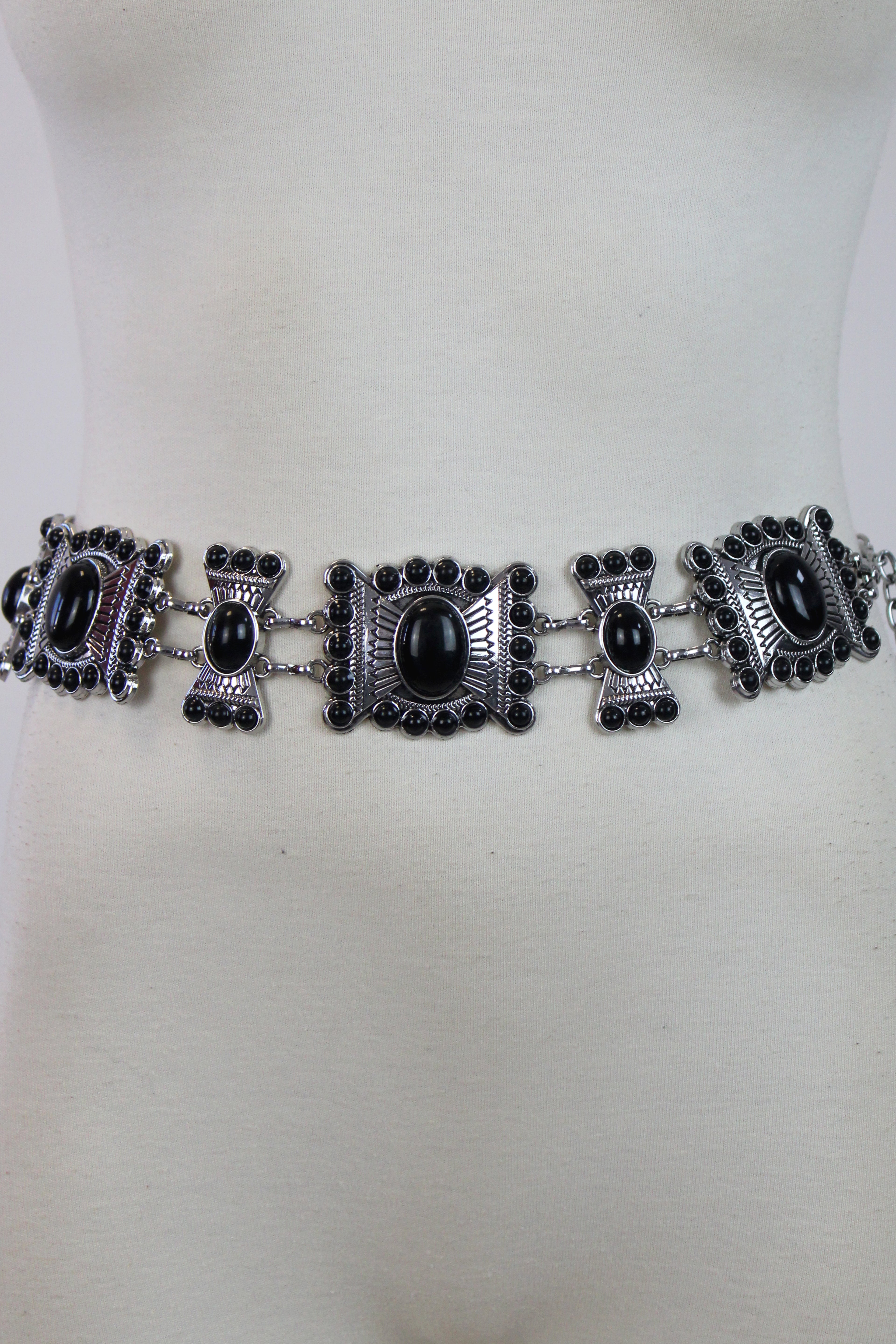 8427 Cinto Metal Cuadros con Piedras