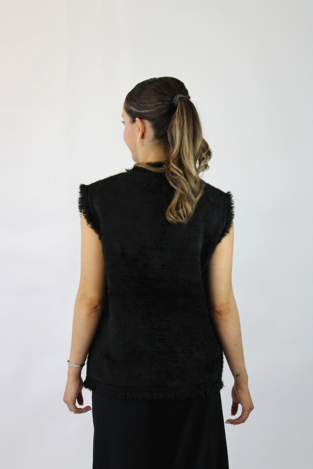 6301 Chaleco Afelpado Botón Aperlado