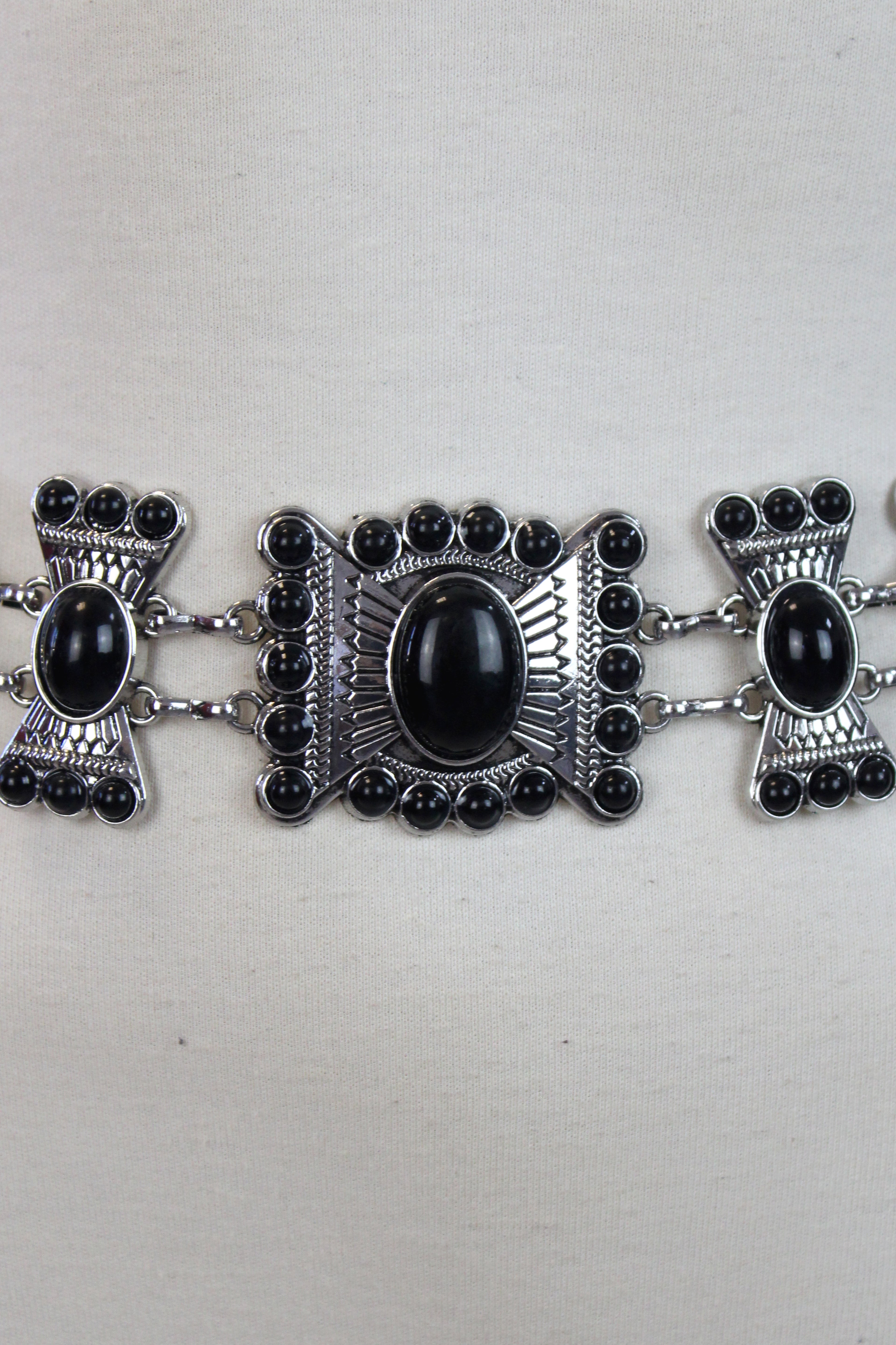 8427 Cinto Metal Cuadros con Piedras