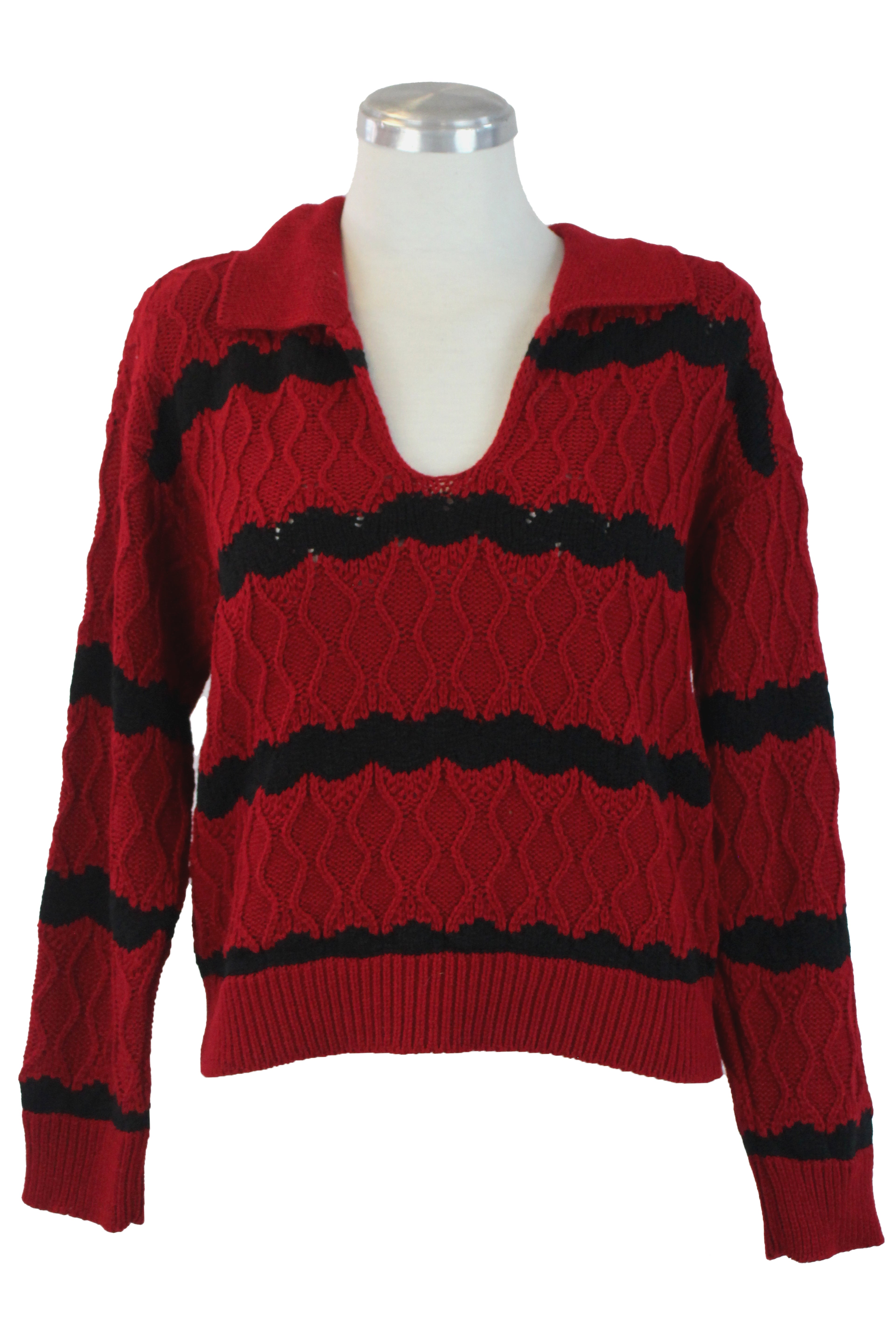 2505 Suéter Rombos Tejidos Cuello Tipo Camisa