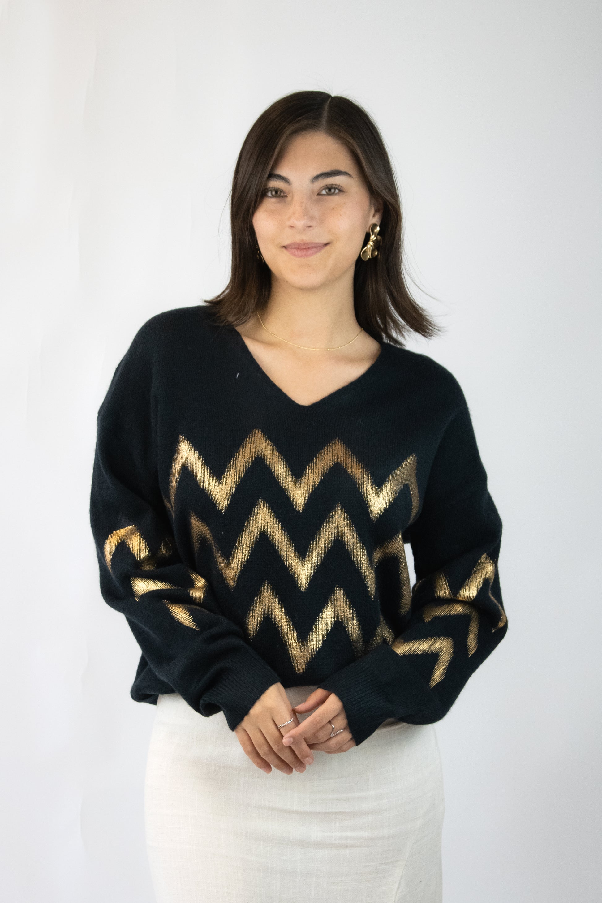 ZH15482 Suéter Estampado Metálico