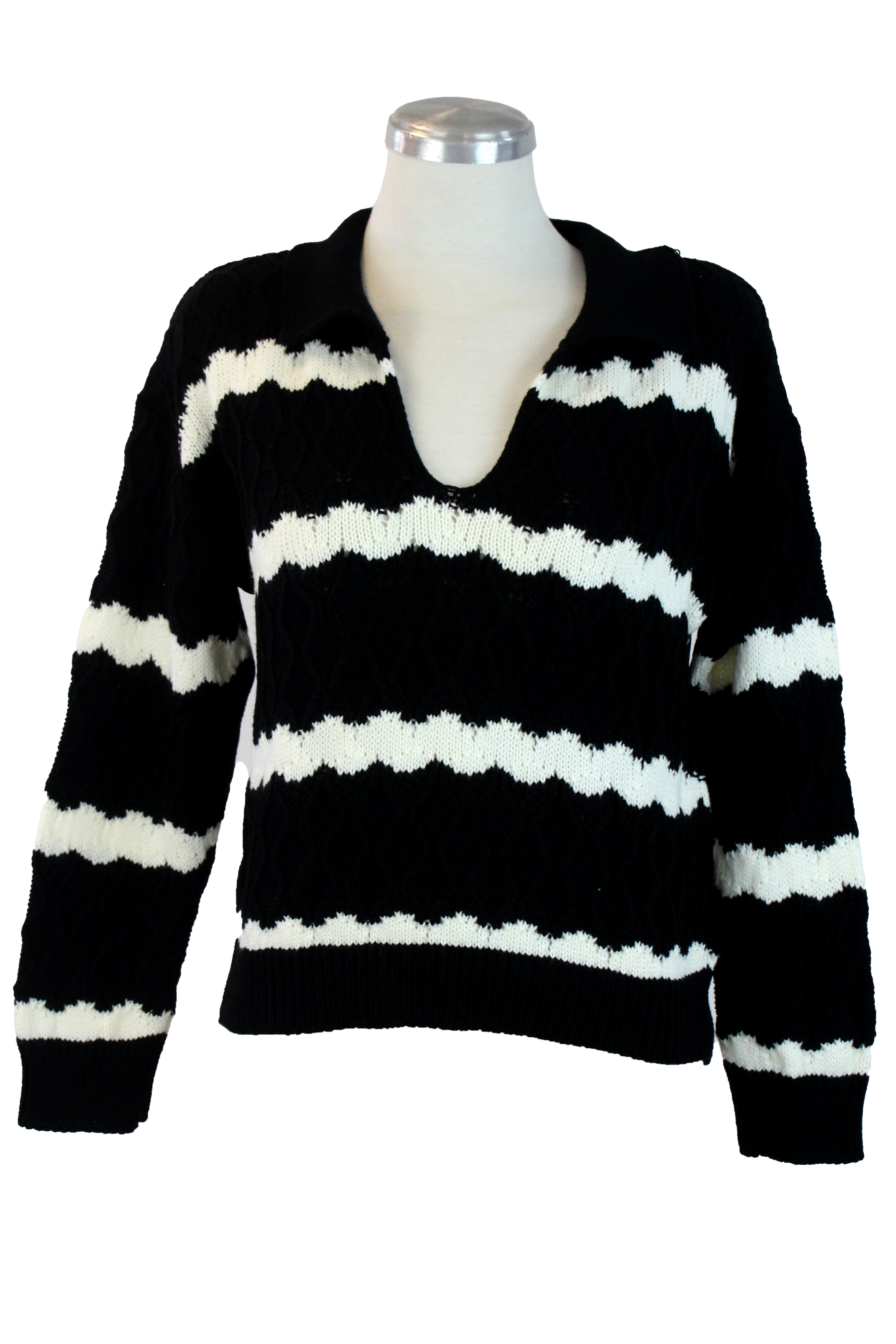 2505 Suéter Rombos Tejidos Cuello Tipo Camisa