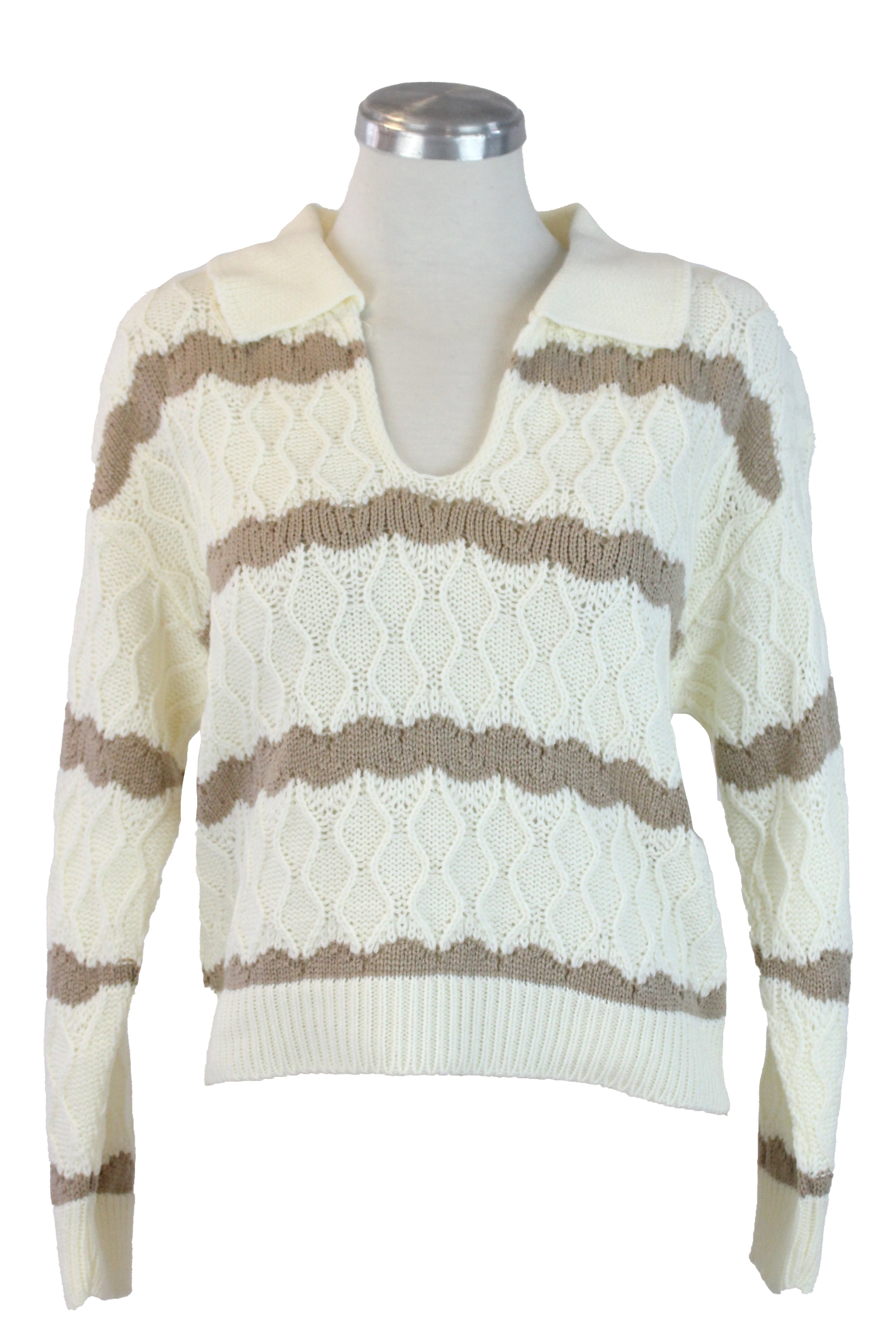 2505 Suéter Rombos Tejidos Cuello Tipo Camisa