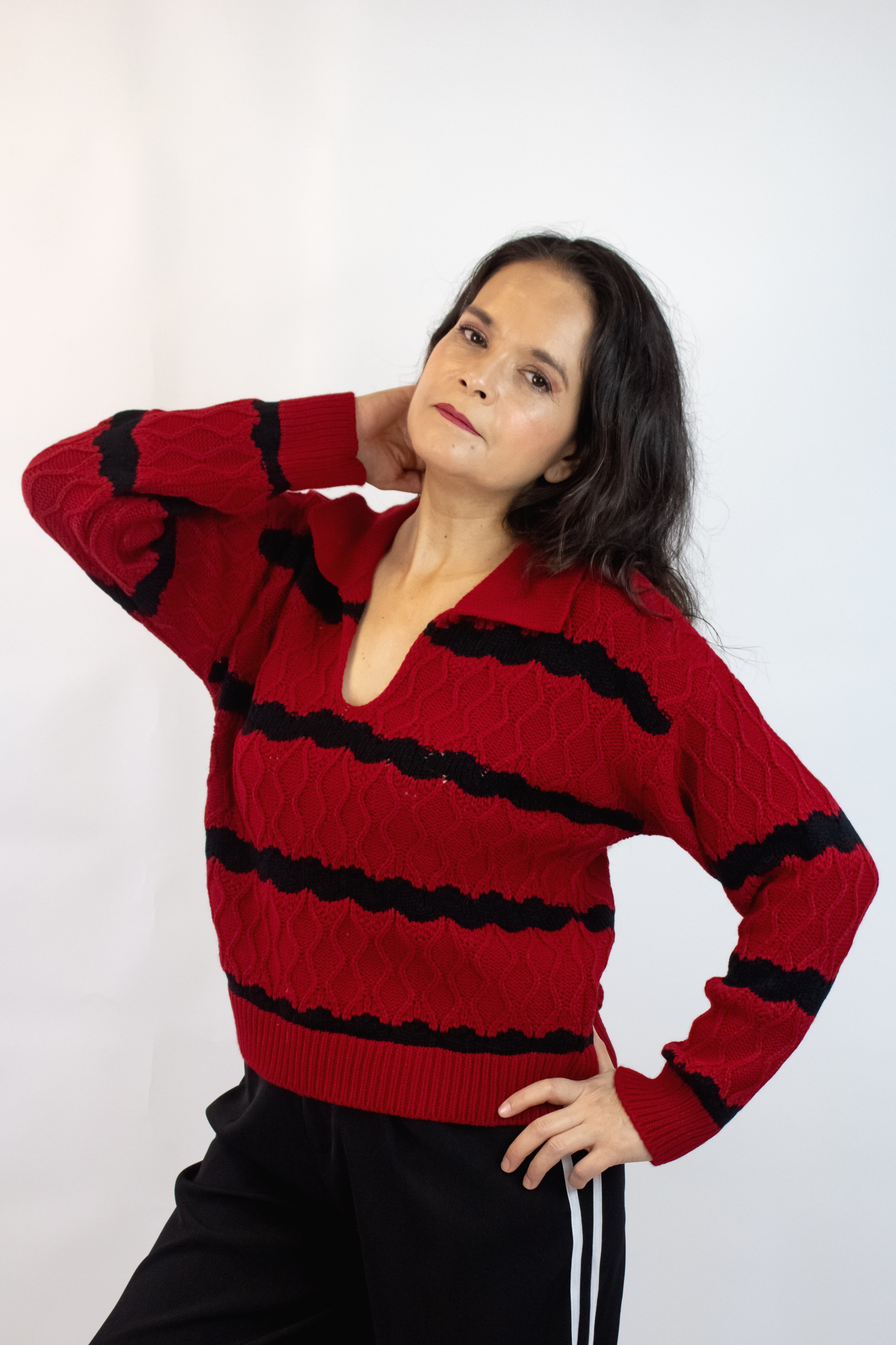 2505 Suéter Rombos Tejidos Cuello Tipo Camisa