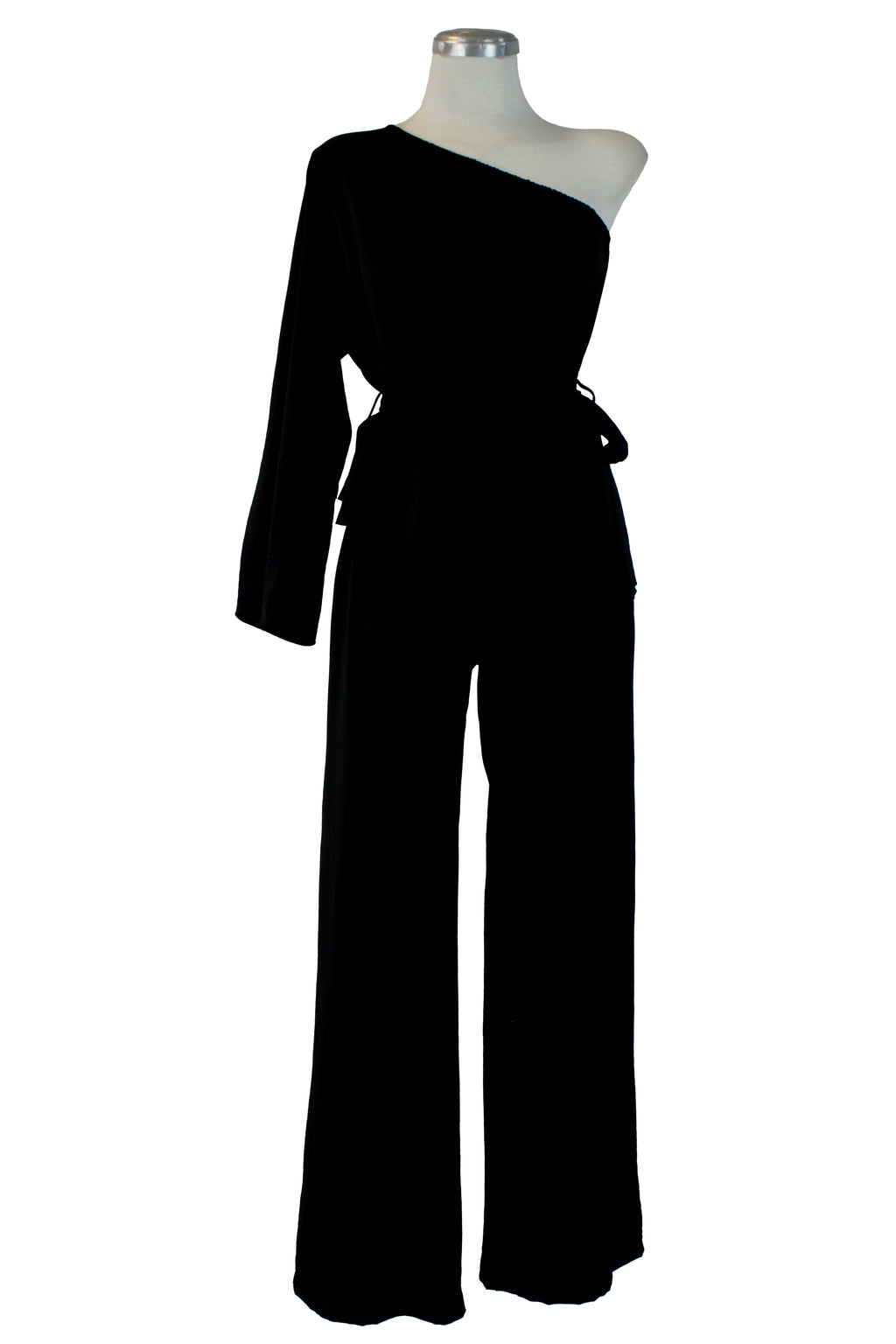 1081DBJ Conjunto Blusa con Maga Caída Nudo Lateral