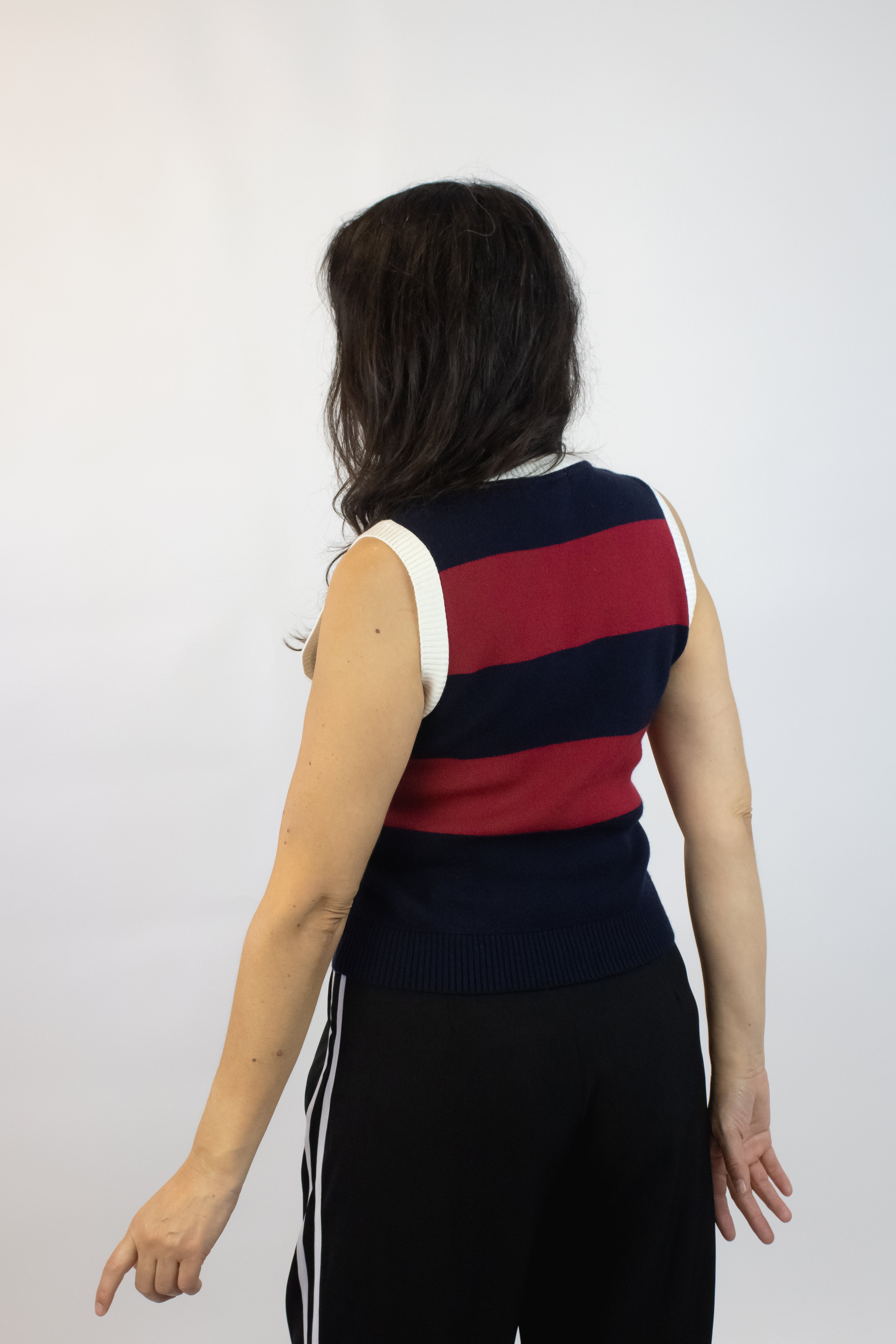 24325 Chaleco Tejido Rayas Bicolor