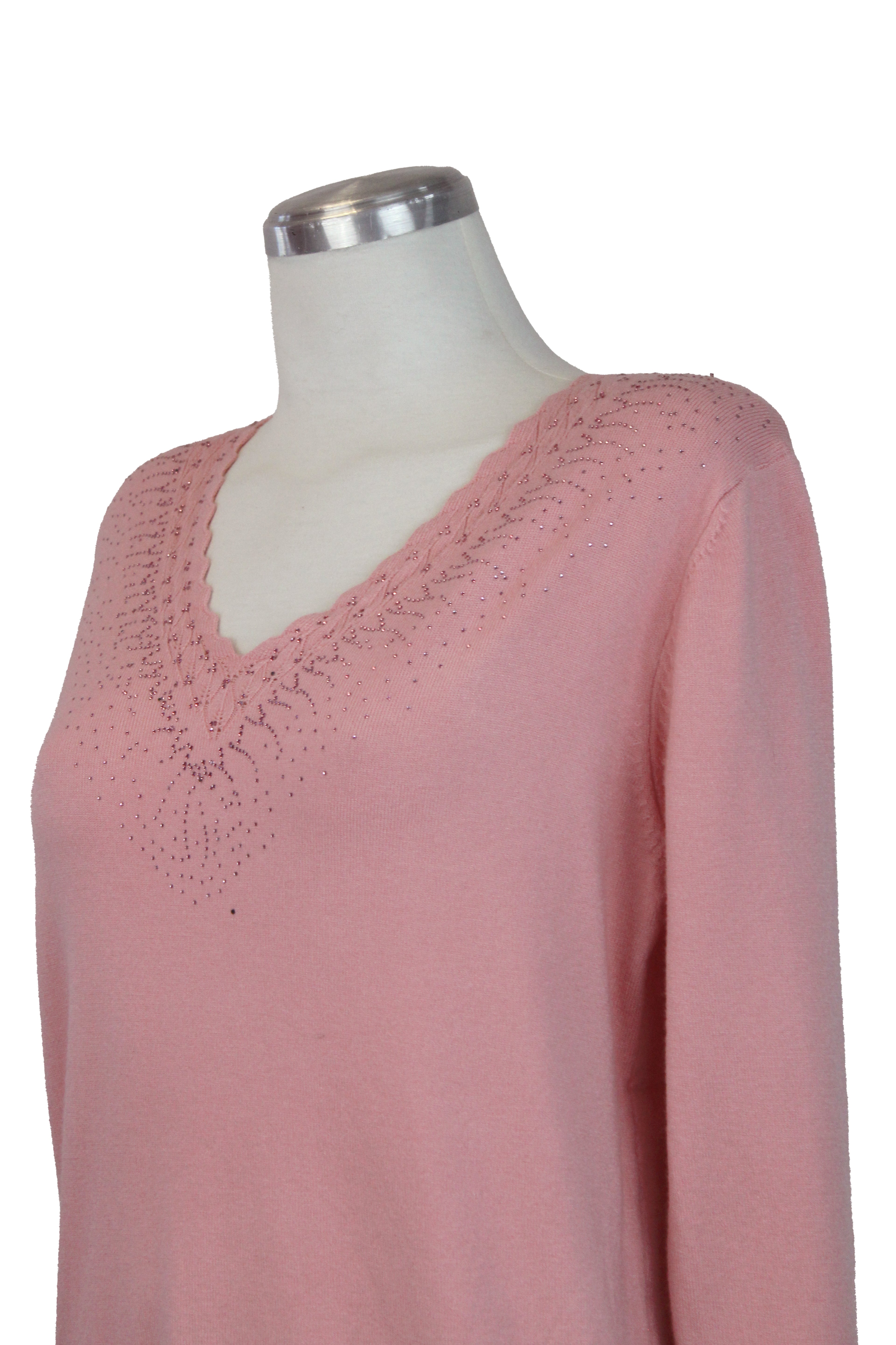 22655-4 Suéter Liso Cuello V Con Brillos
