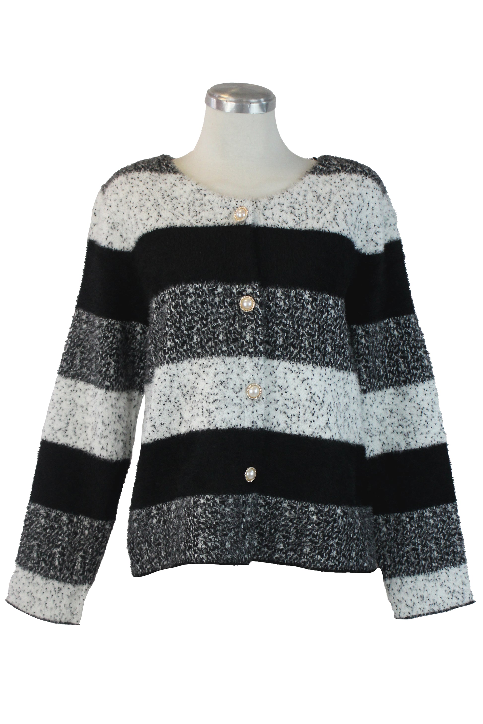 817 Suéter Afelpado Franjas y Puntos
