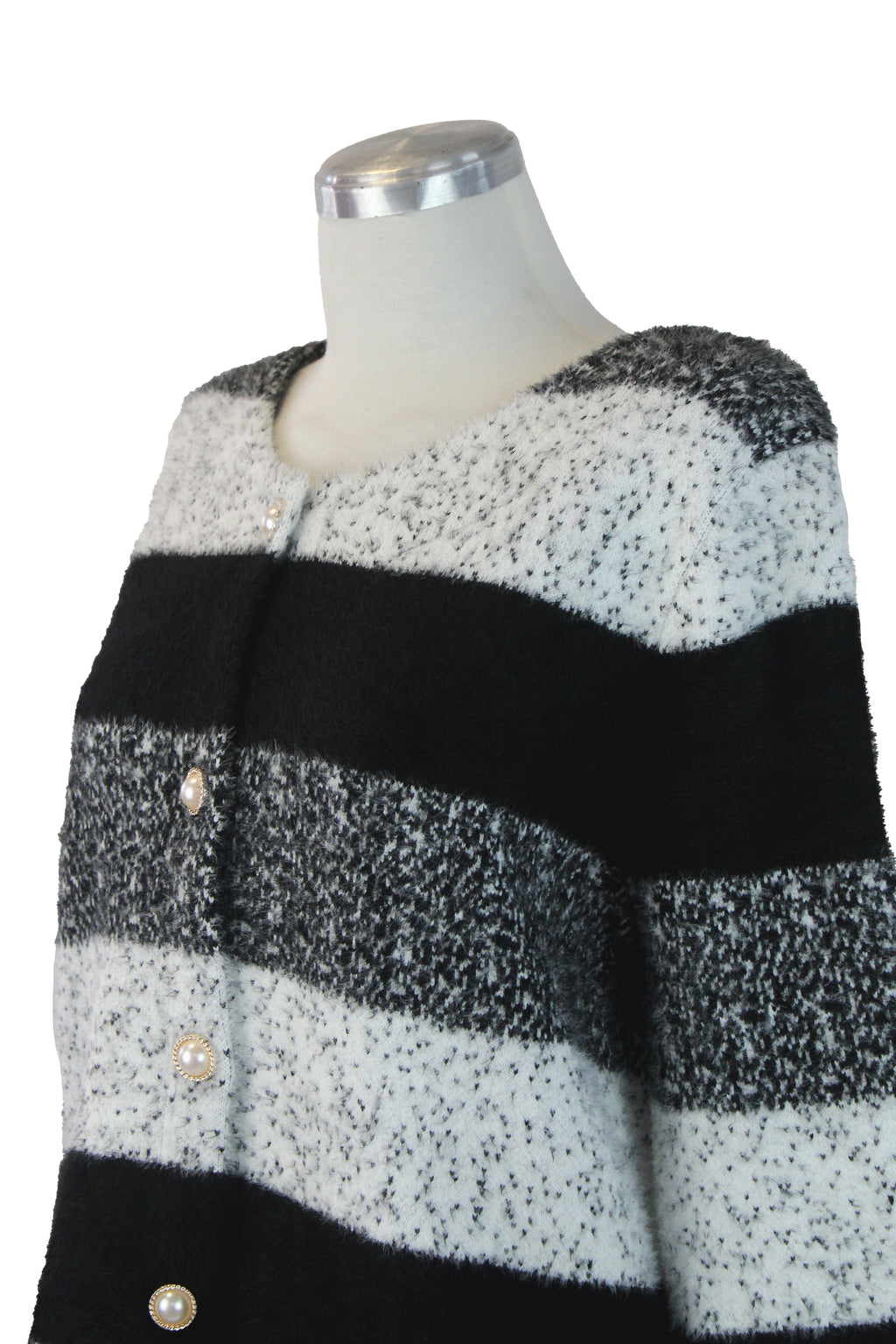 817 Suéter Afelpado Franjas y Puntos