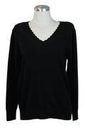 22655-4 Suéter Liso Cuello V Con Brillos