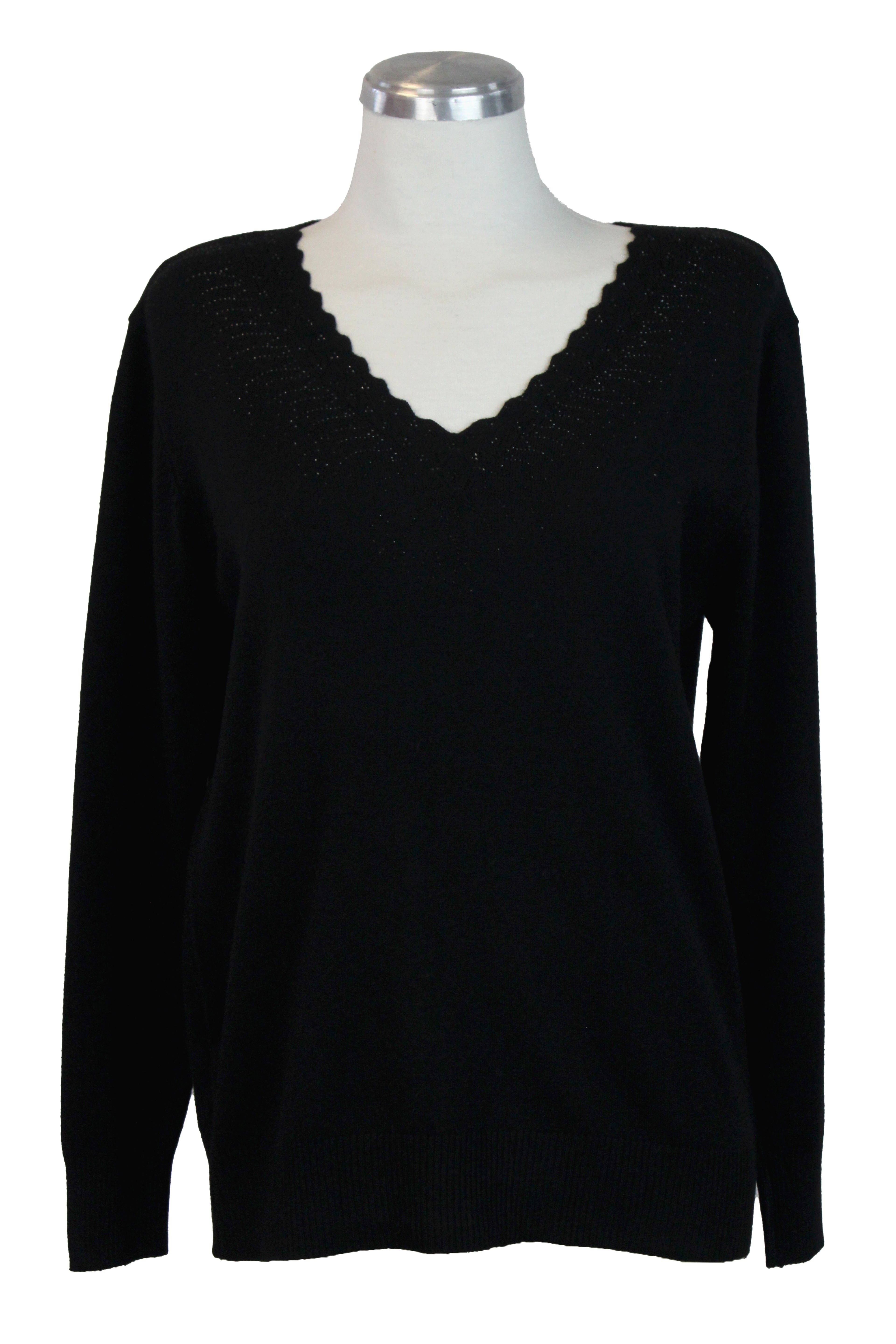 22655-4 Suéter Liso Cuello V Con Brillos