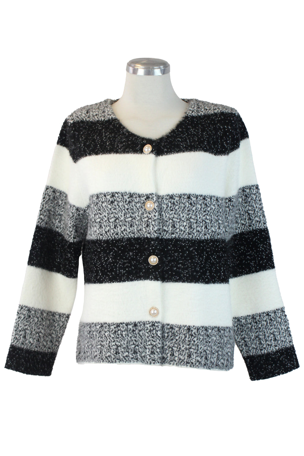 817 Suéter Afelpado Franjas y Puntos