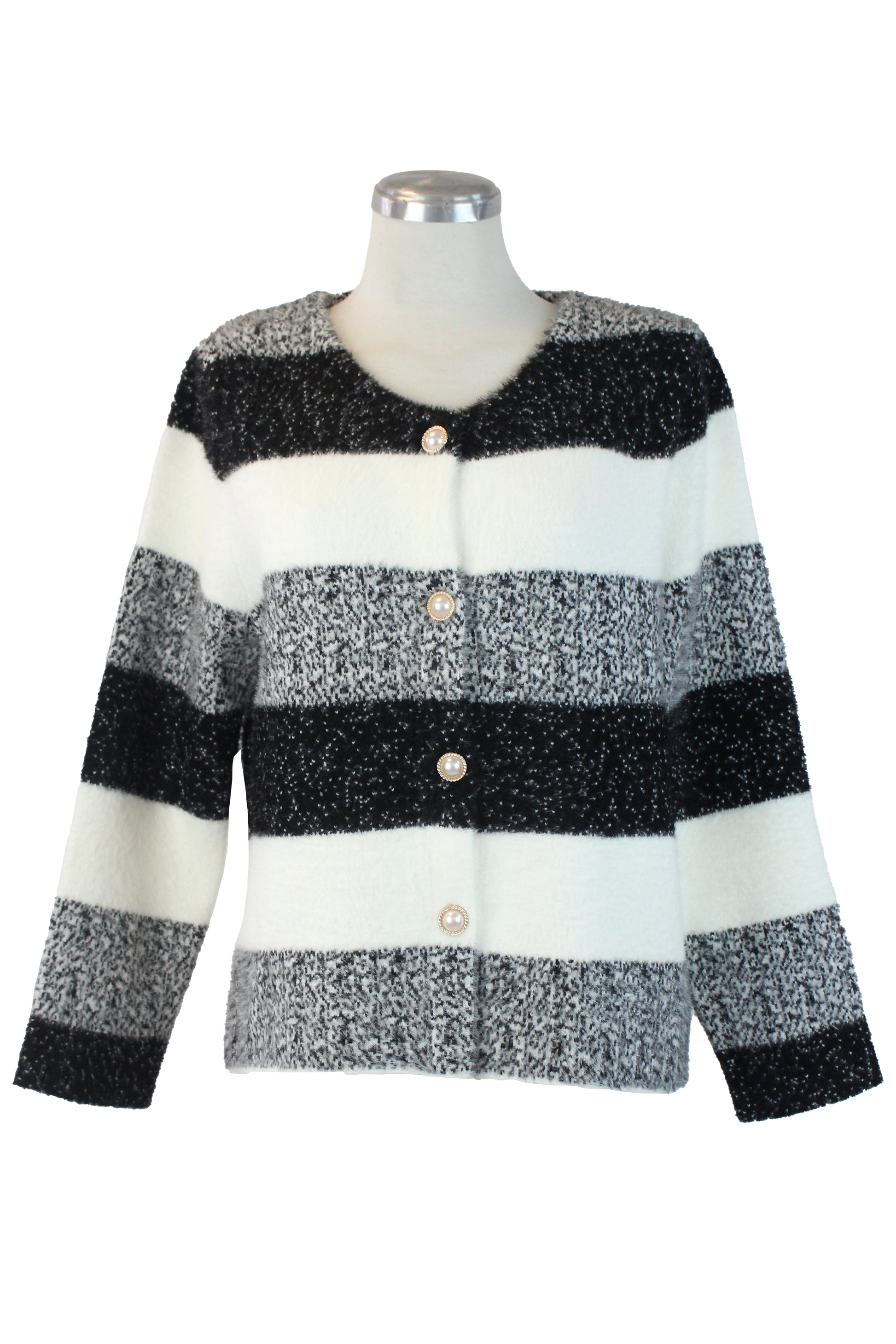 817 Suéter Afelpado Franjas y Puntos