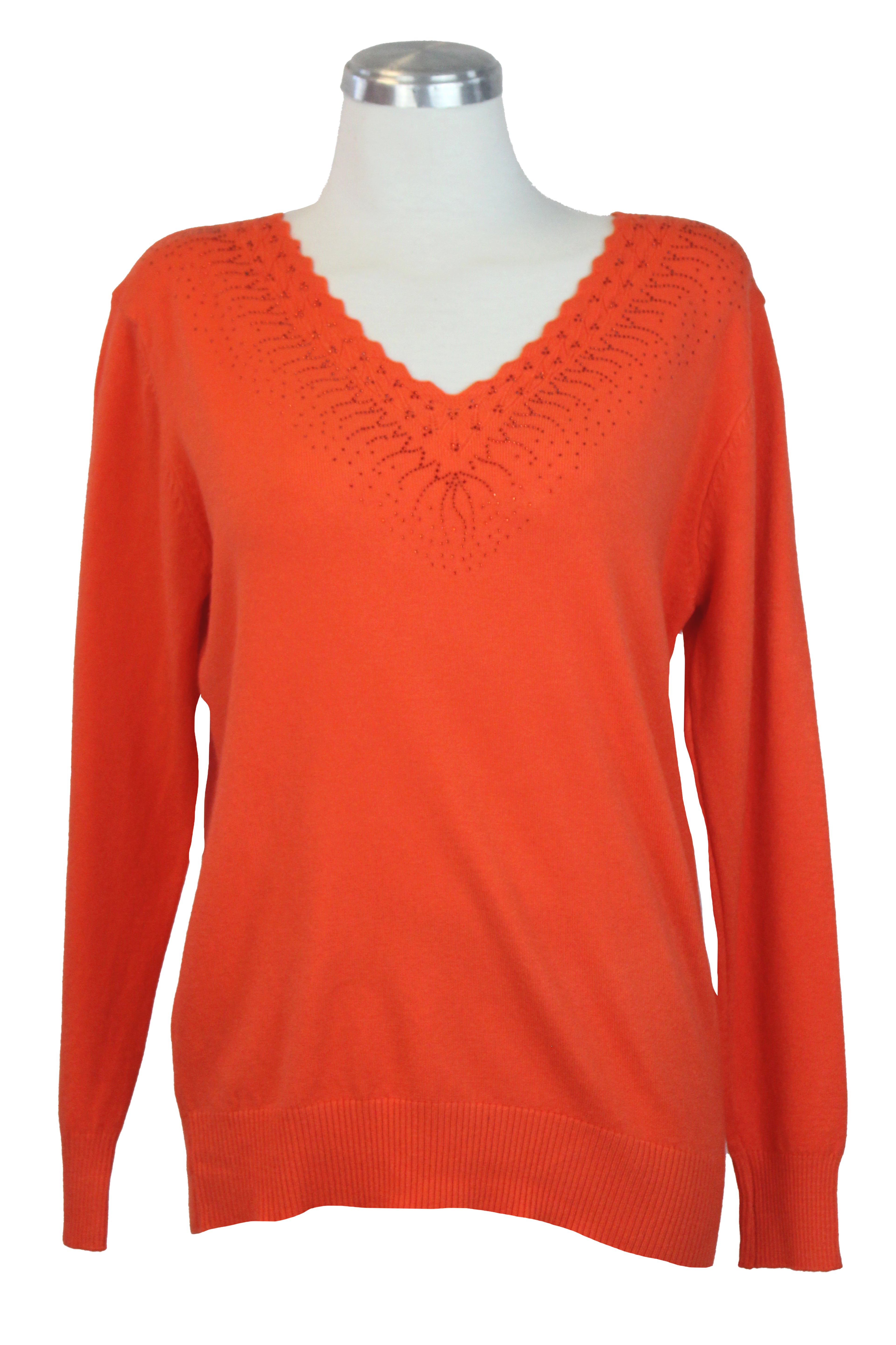 22655-4 Suéter Liso Cuello V Con Brillos