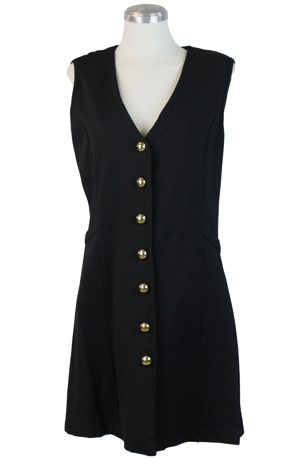 4243SPJ Vestido Sin Mangas Botones Dorados