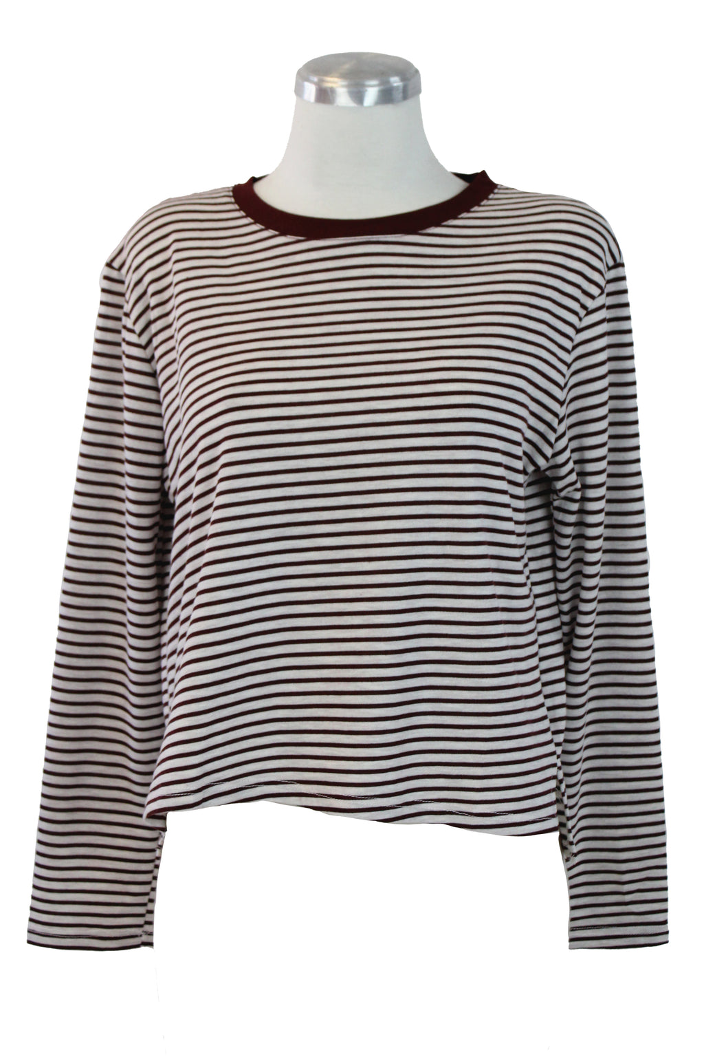 T3441 Blusa de Manga Larga con Rayas Horizontales