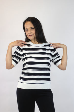 5613 Blusa Manga 2/4 Doble Franja