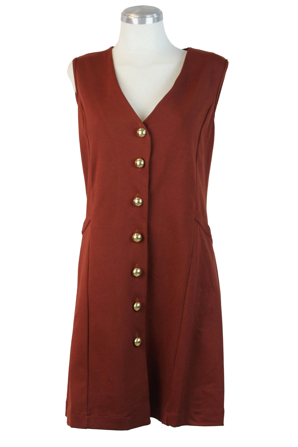 4243SPJ Vestido Sin Mangas Botones Dorados