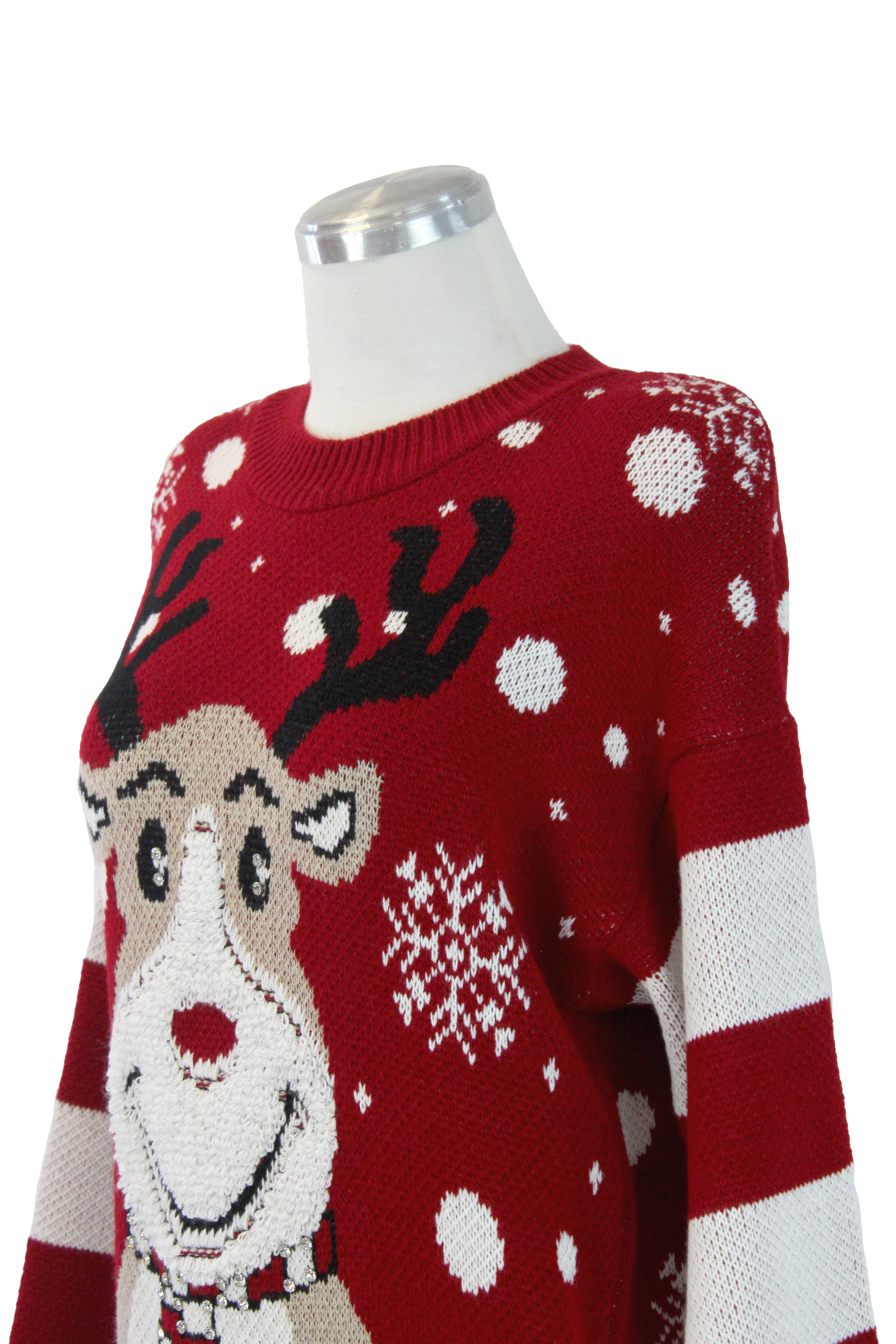 2556 Suéter Tejido Diseño Navideño Reno con Piedras