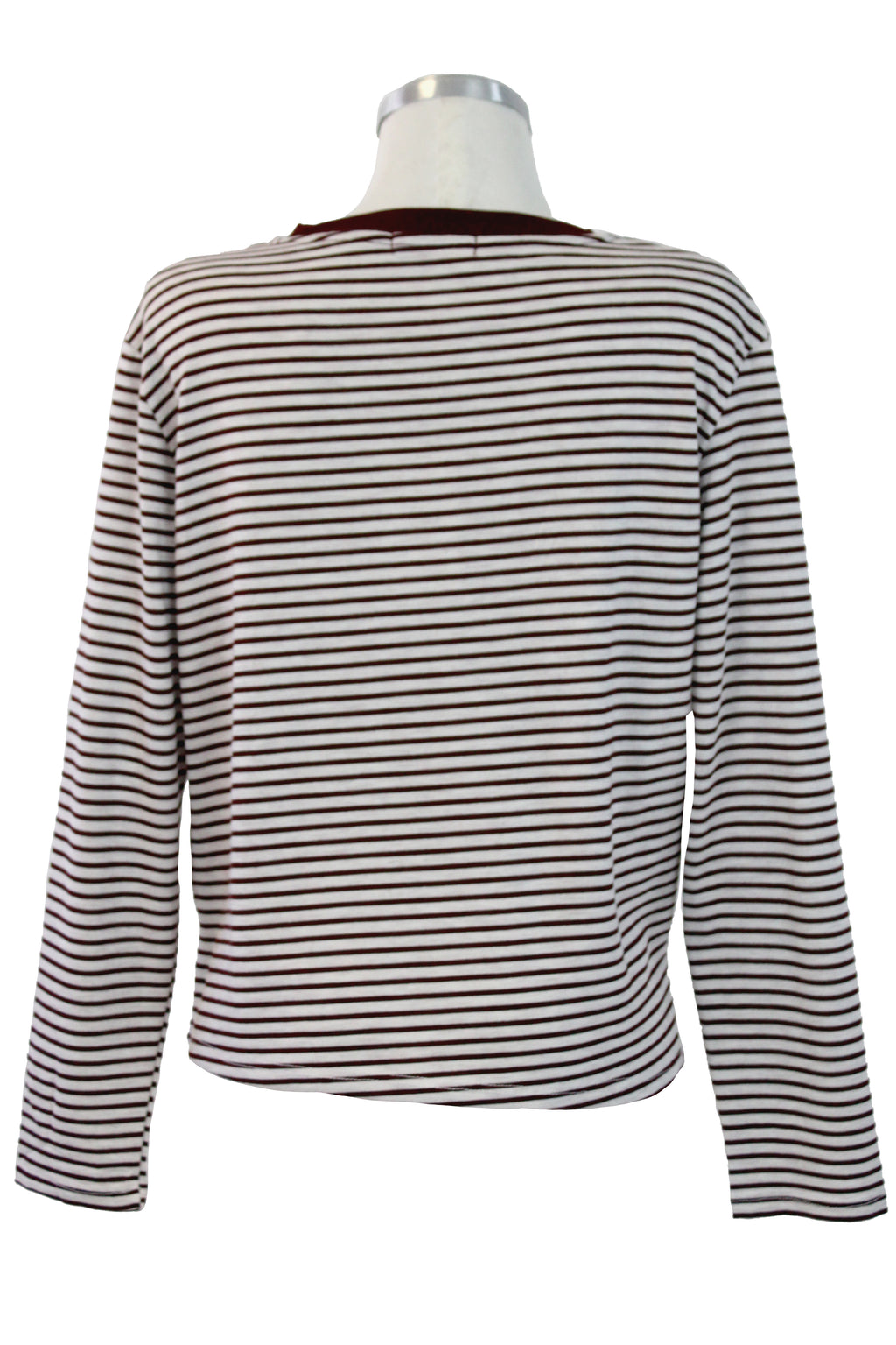 T3441 Blusa de Manga Larga con Rayas Horizontales