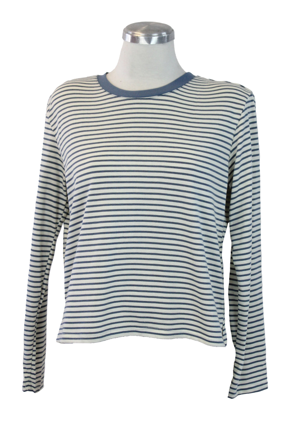 T3441 Blusa de Manga Larga con Rayas Horizontales