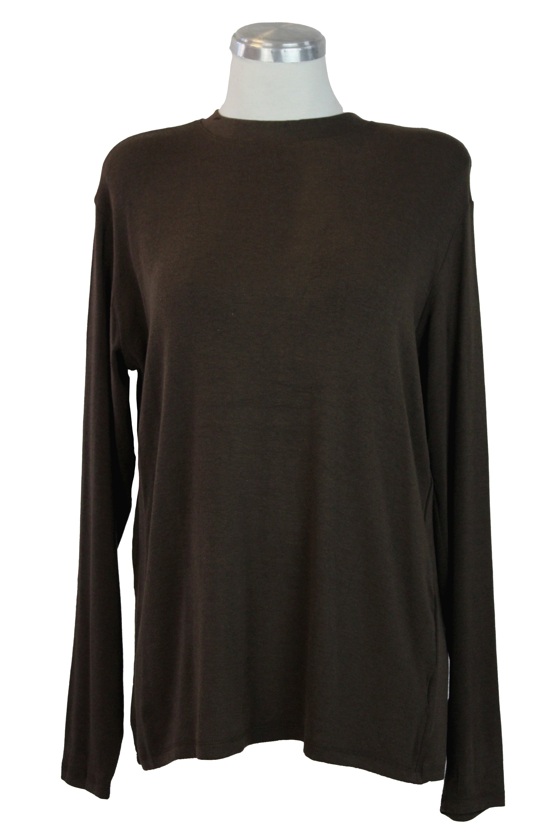 T3259-1 Blusa Lisa Manga Larga Cuello Redondo