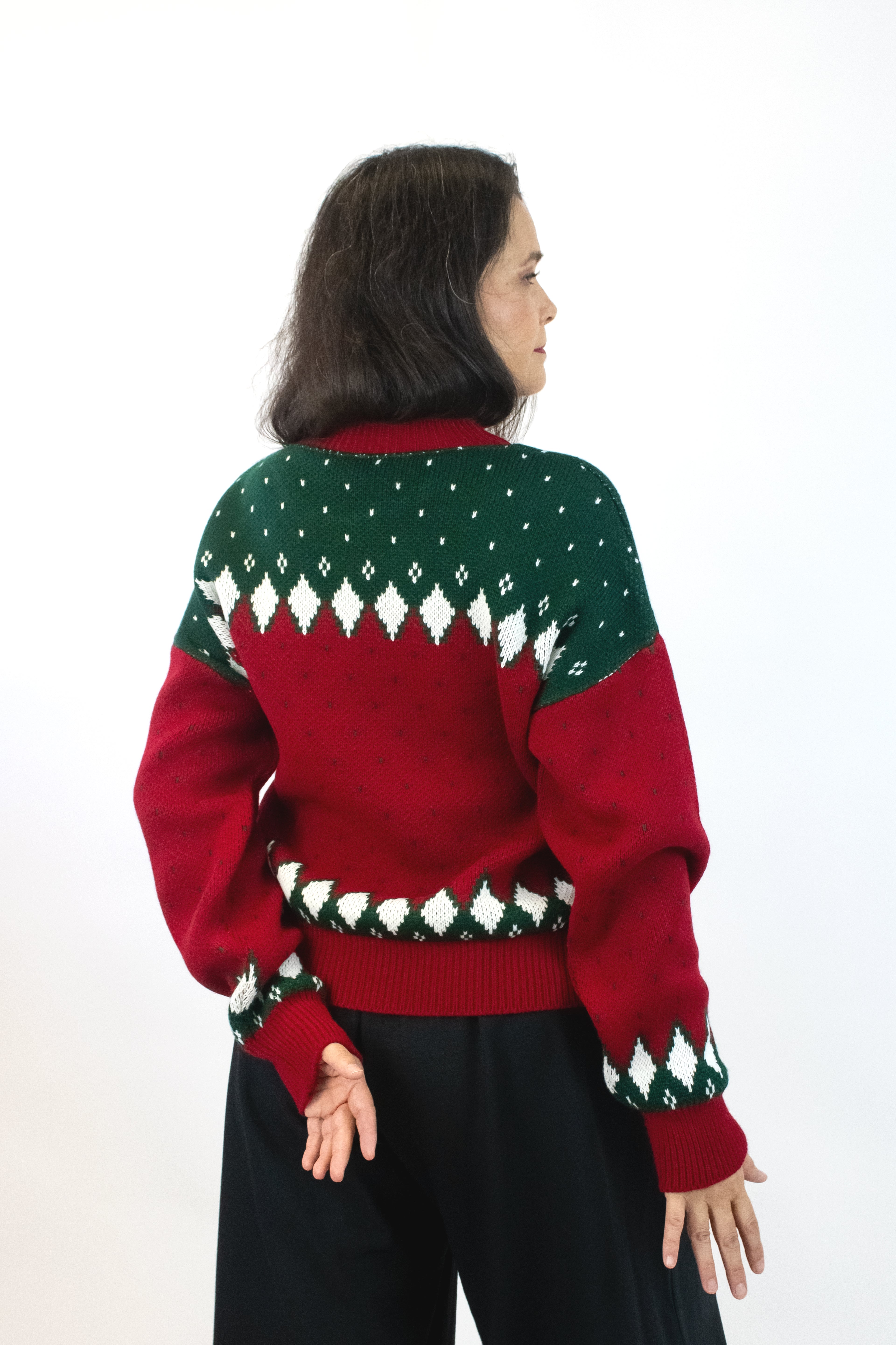 2555 Suéter Diseño Navideño Copo de Nieve con Piedras