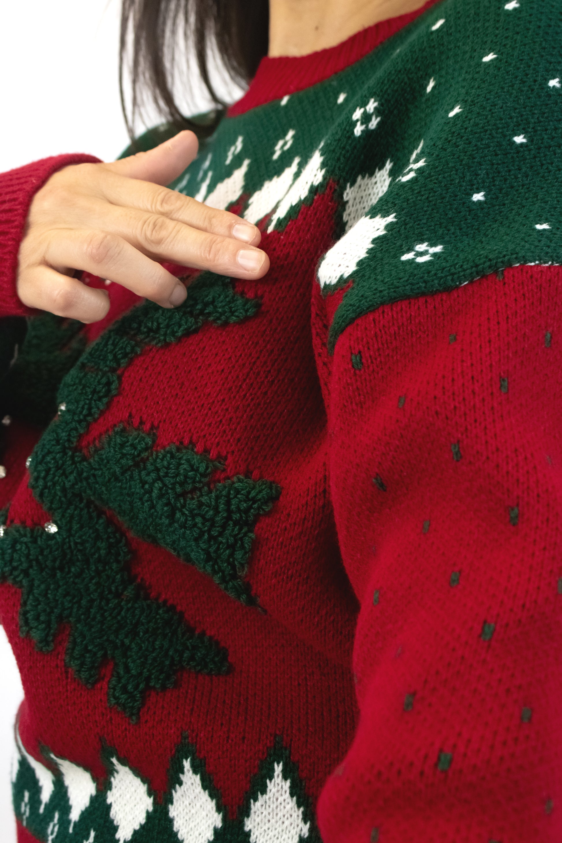 2555 Suéter Diseño Navideño Copo de Nieve con Piedras