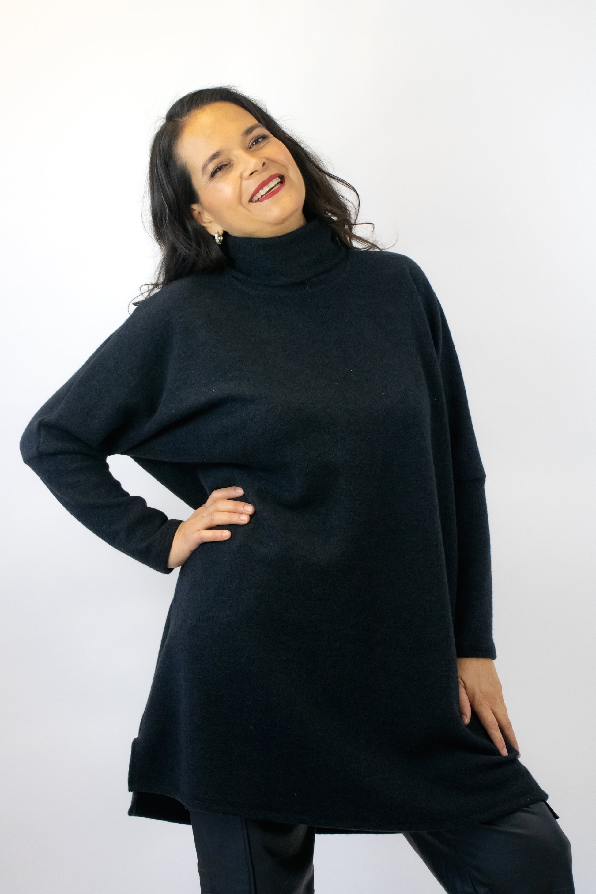 2711RBRJ Blusón con Cuello de Tortuga y Manga Abullonada