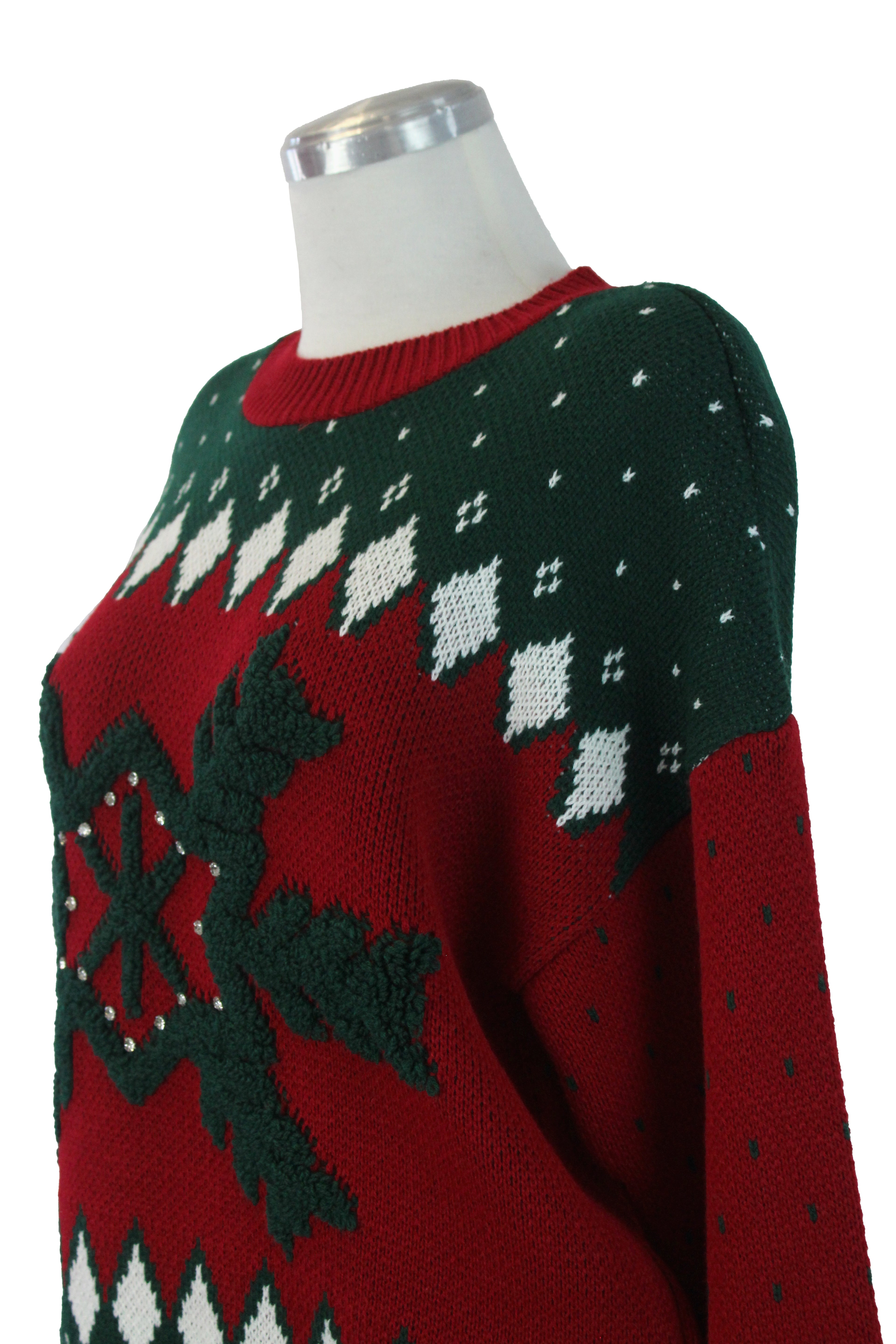 2555 Suéter Diseño Navideño Copo de Nieve con Piedras
