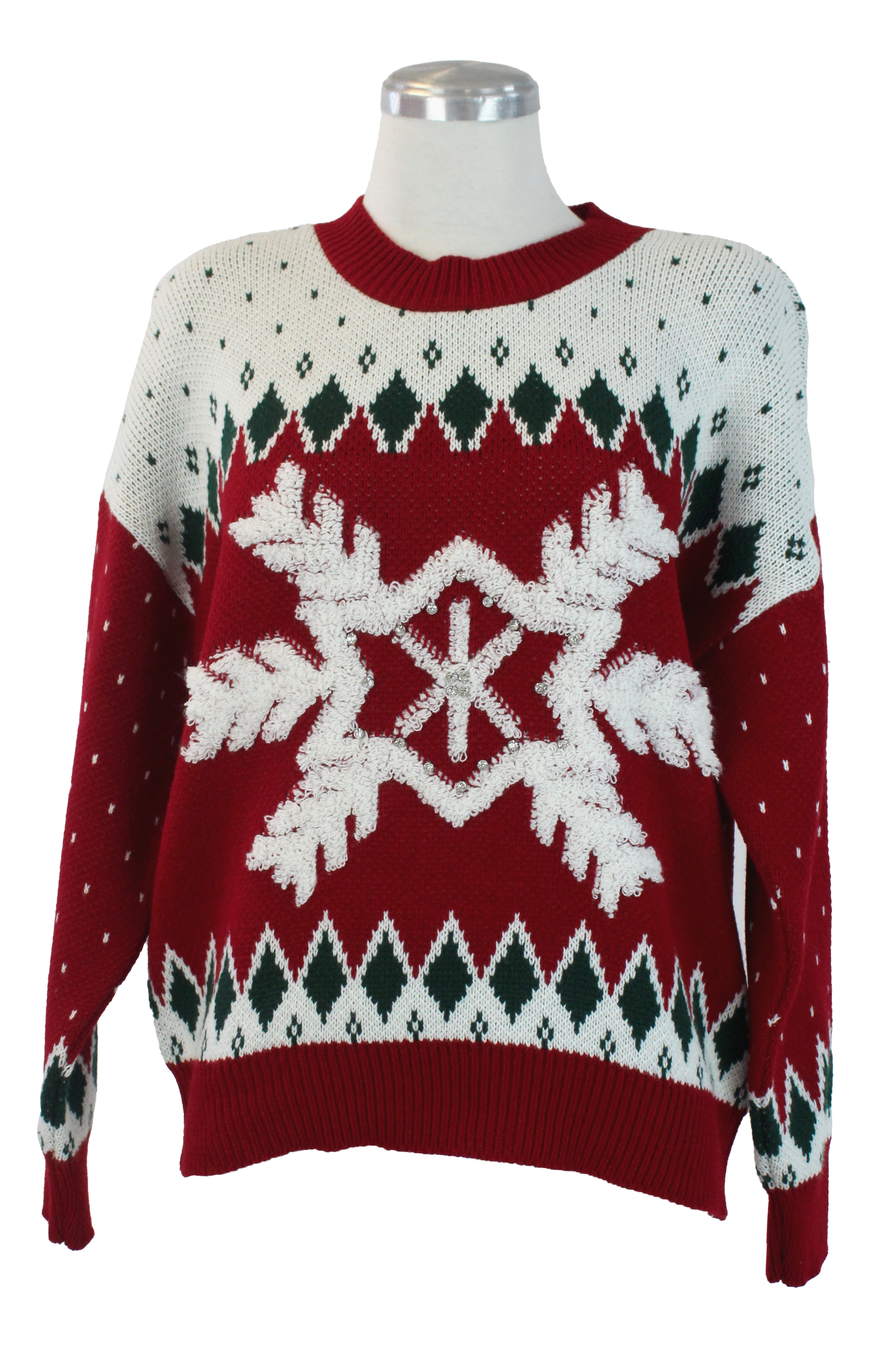 2555 Suéter Diseño Navideño Copo de Nieve con Piedras